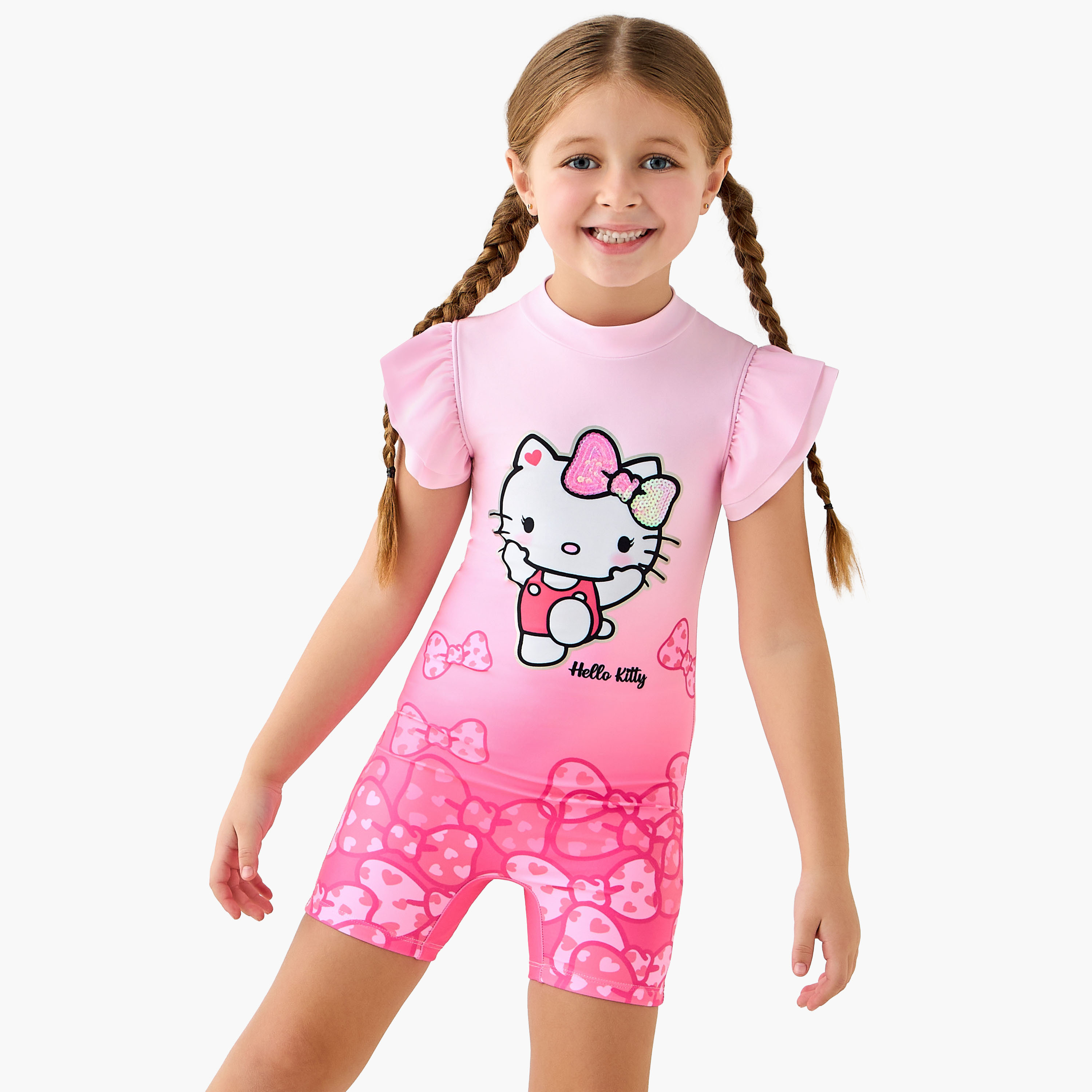 Sanrio Round Neck Sleeveless Swimsuit with Zip Closure-girls-clothing-sportswear-swimwear-image-1