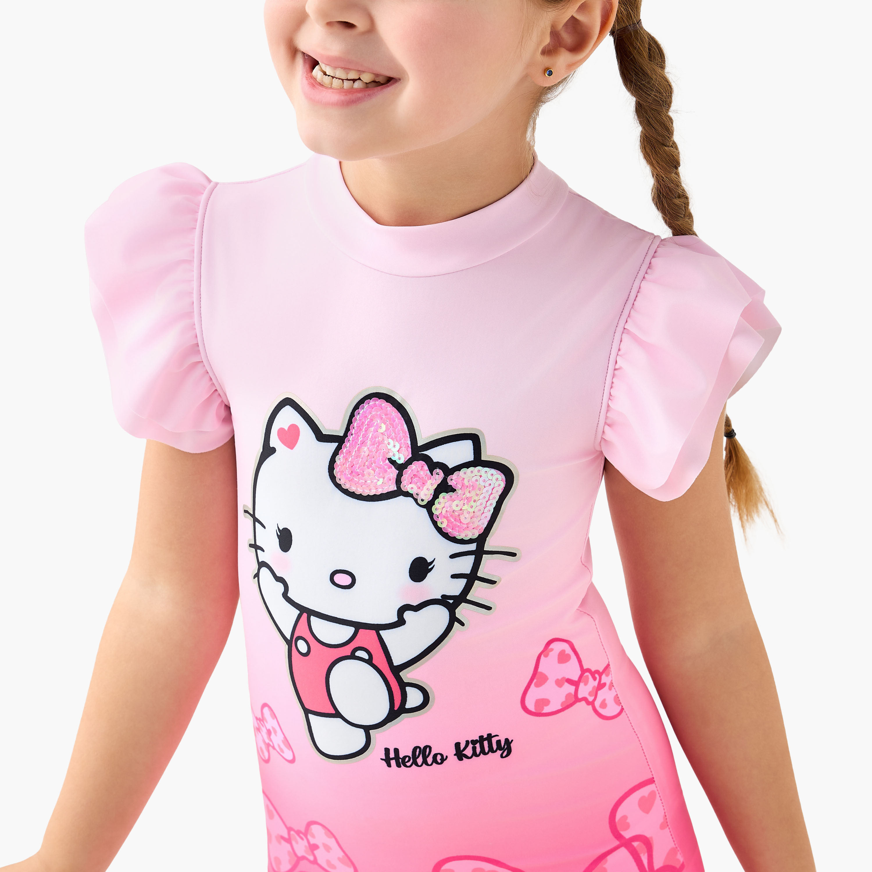 Sanrio Round Neck Sleeveless Swimsuit with Zip Closure-girls-clothing-sportswear-swimwear-image-5