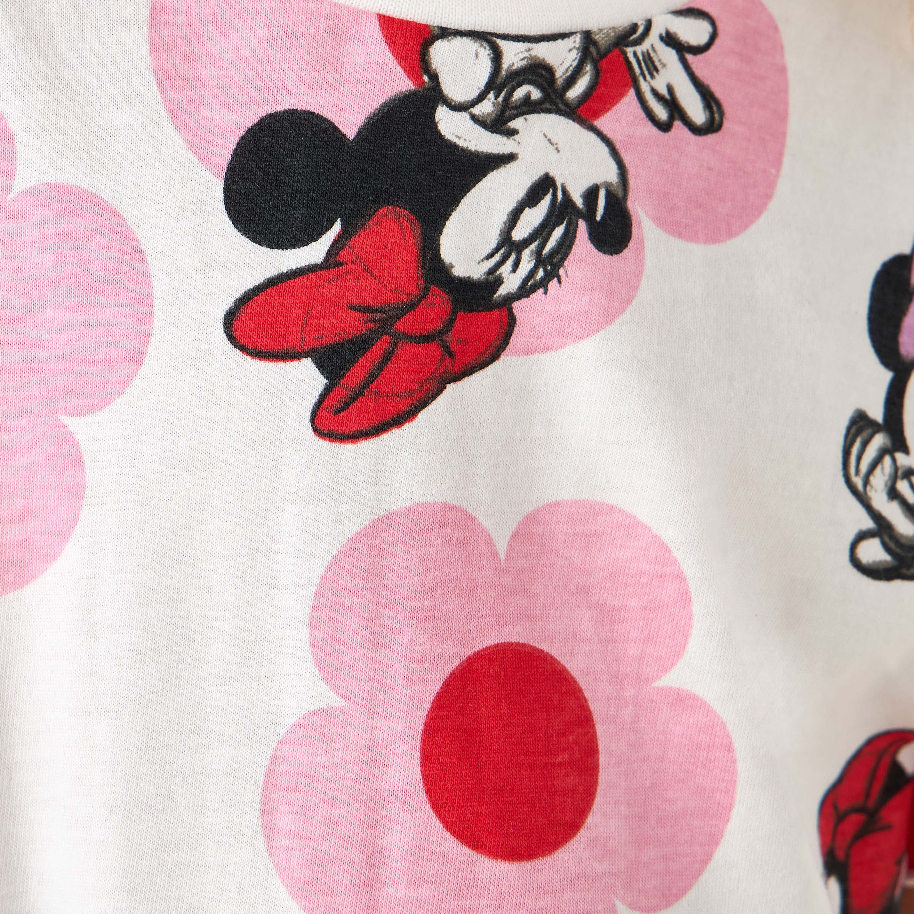 Disney Crew Neck Short Ruffle Sleeves T-shirt with Minnie Mouse Print-girls-clothing-tshirts-image-5