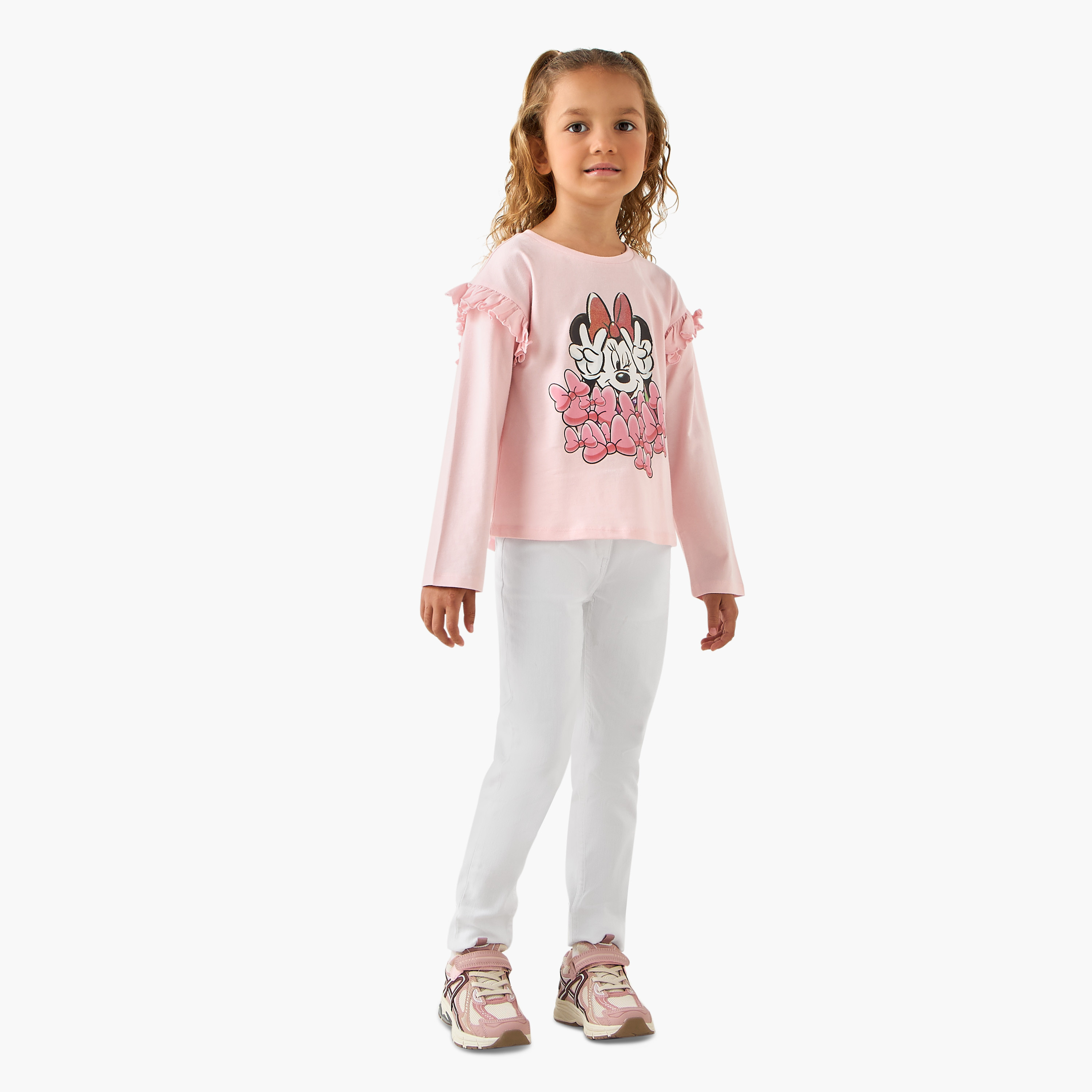 Disney Crew Neck Long Sleeves T-shirt with Minnie Mouse Print-girls-clothing-tshirts-image-2