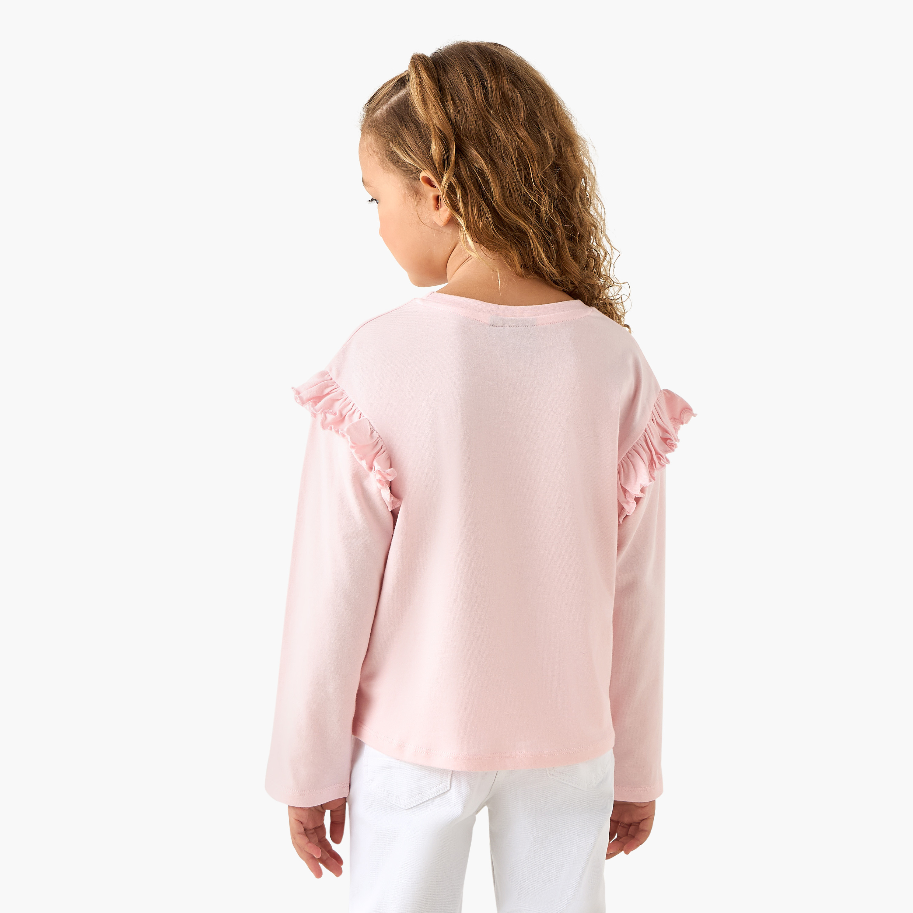 Disney Crew Neck Long Sleeves T-shirt with Minnie Mouse Print-girls-clothing-tshirts-image-3