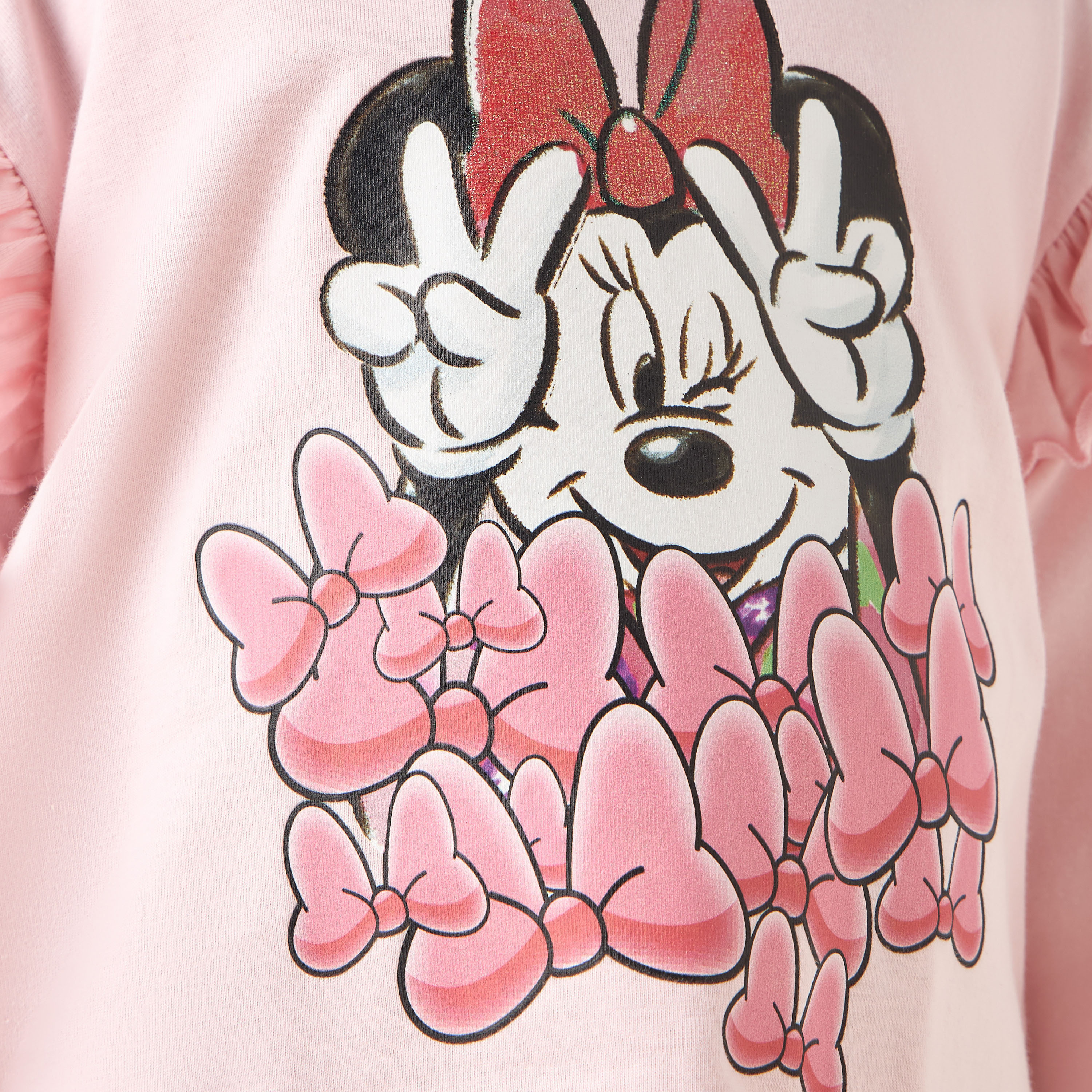 Disney Crew Neck Long Sleeves T-shirt with Minnie Mouse Print-girls-clothing-tshirts-image-5