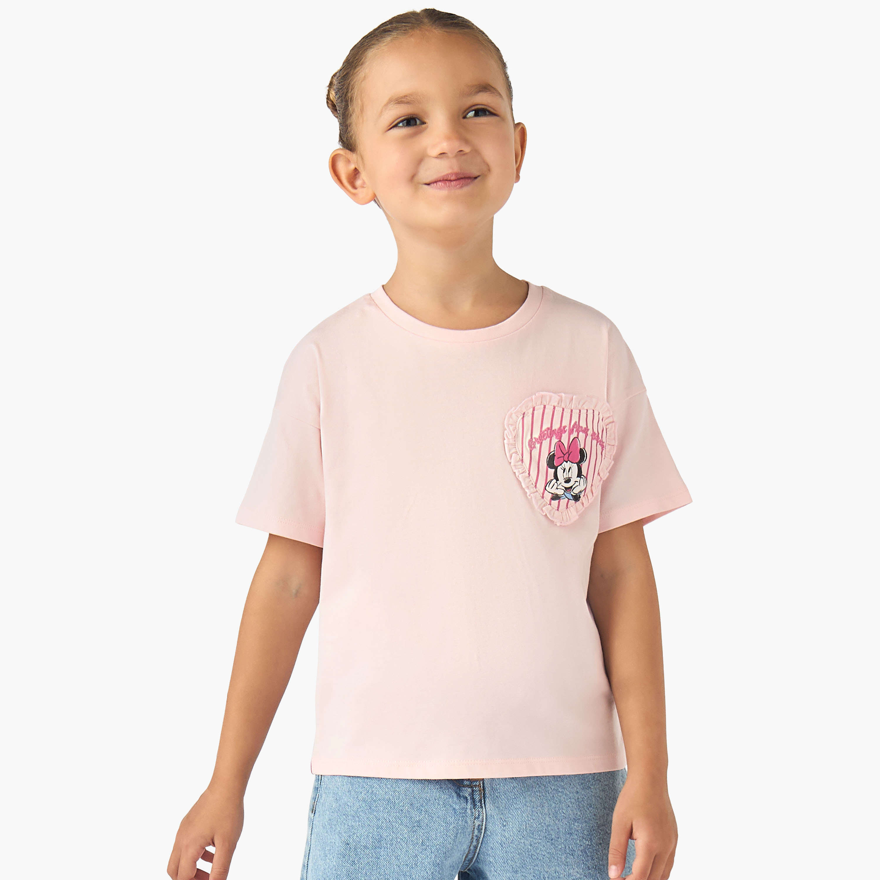 تيشيرت بياقة ضيقة وأكمام قصيرة وطبعات من ديزني-girls-clothing-tshirts-image-3