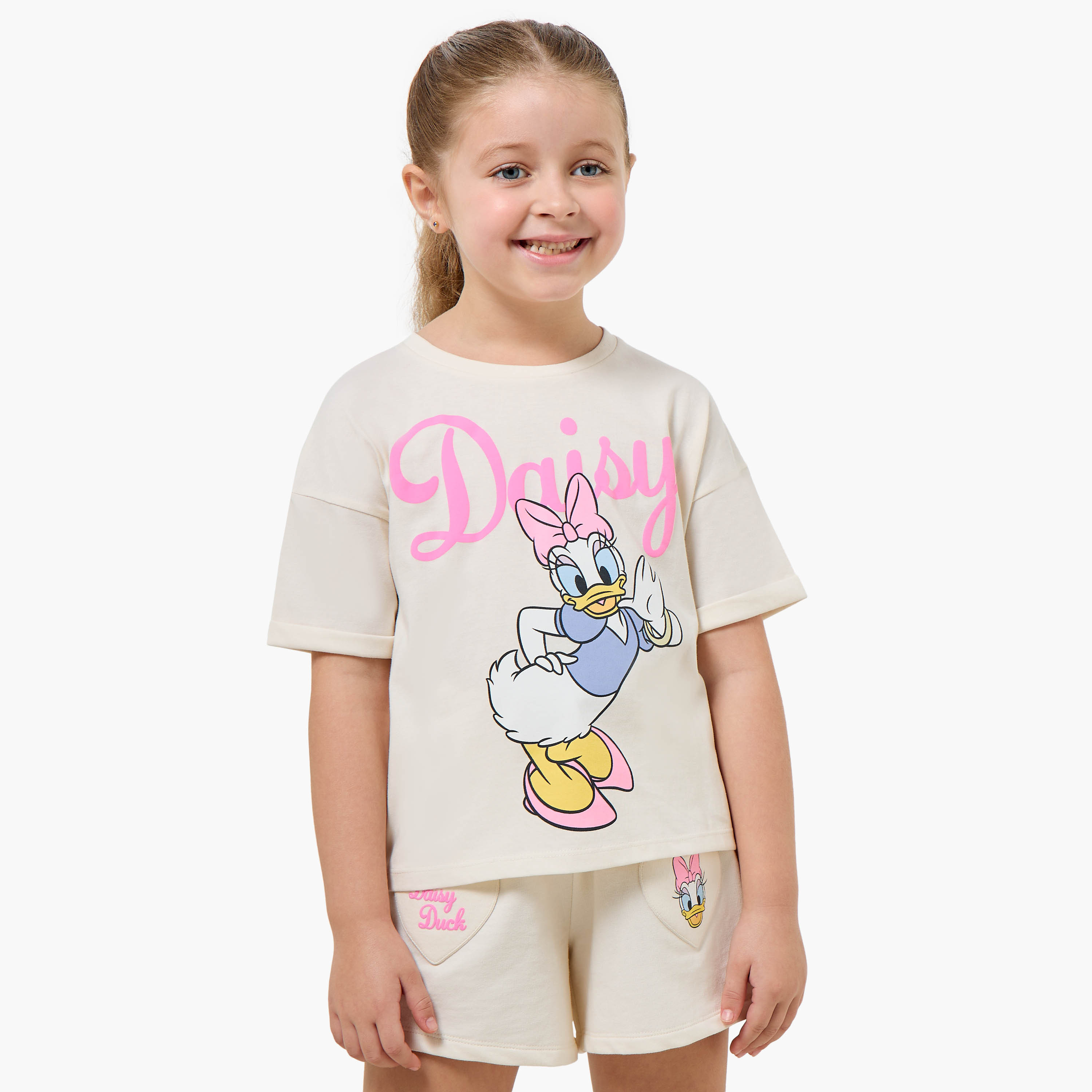 تيشيرت بياقة مستديرة وطبعات دايزي داك وأكمام قصيرة من ديزني-girls-clothing-tshirts-image-1