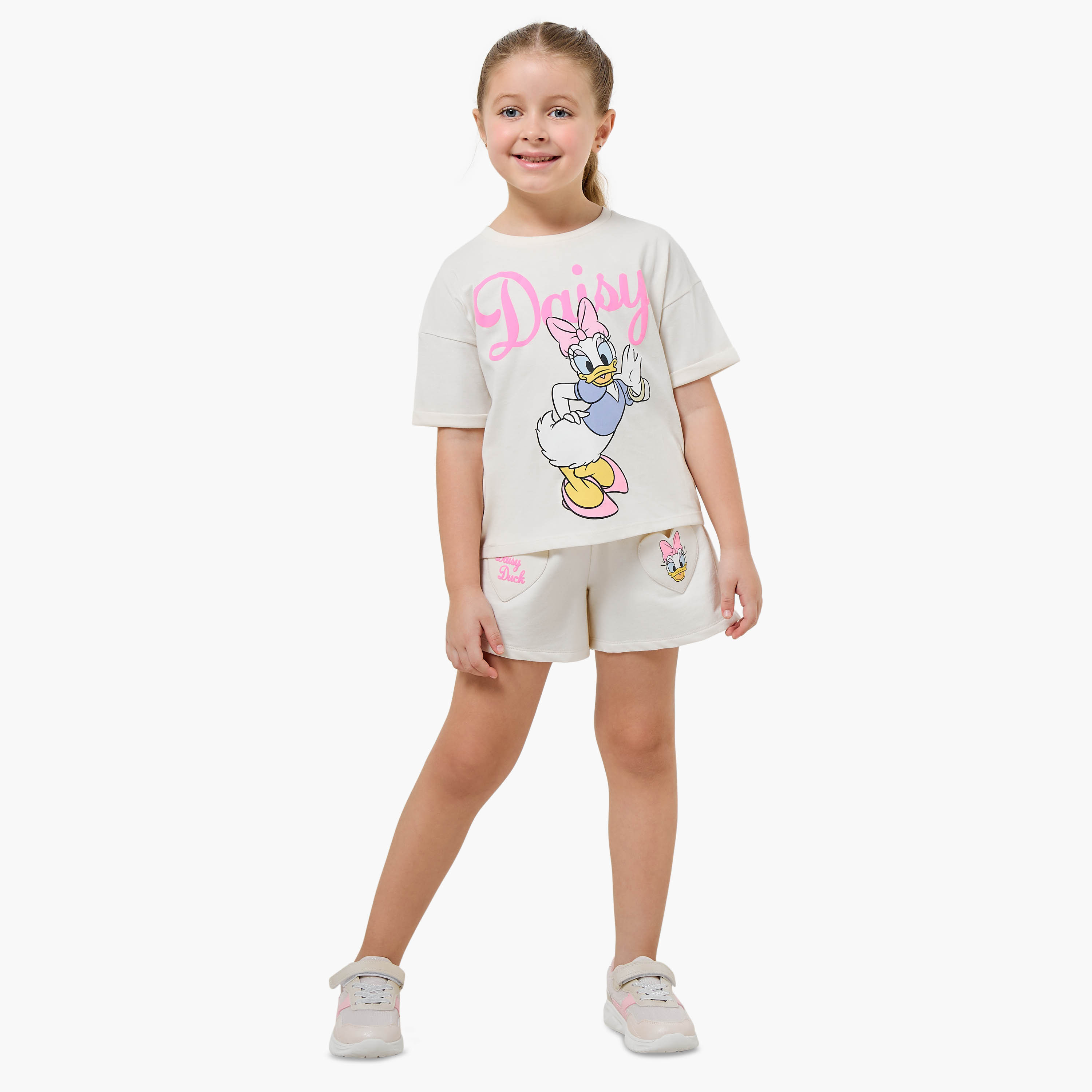 تيشيرت بياقة مستديرة وطبعات دايزي داك وأكمام قصيرة من ديزني-girls-clothing-tshirts-image-2