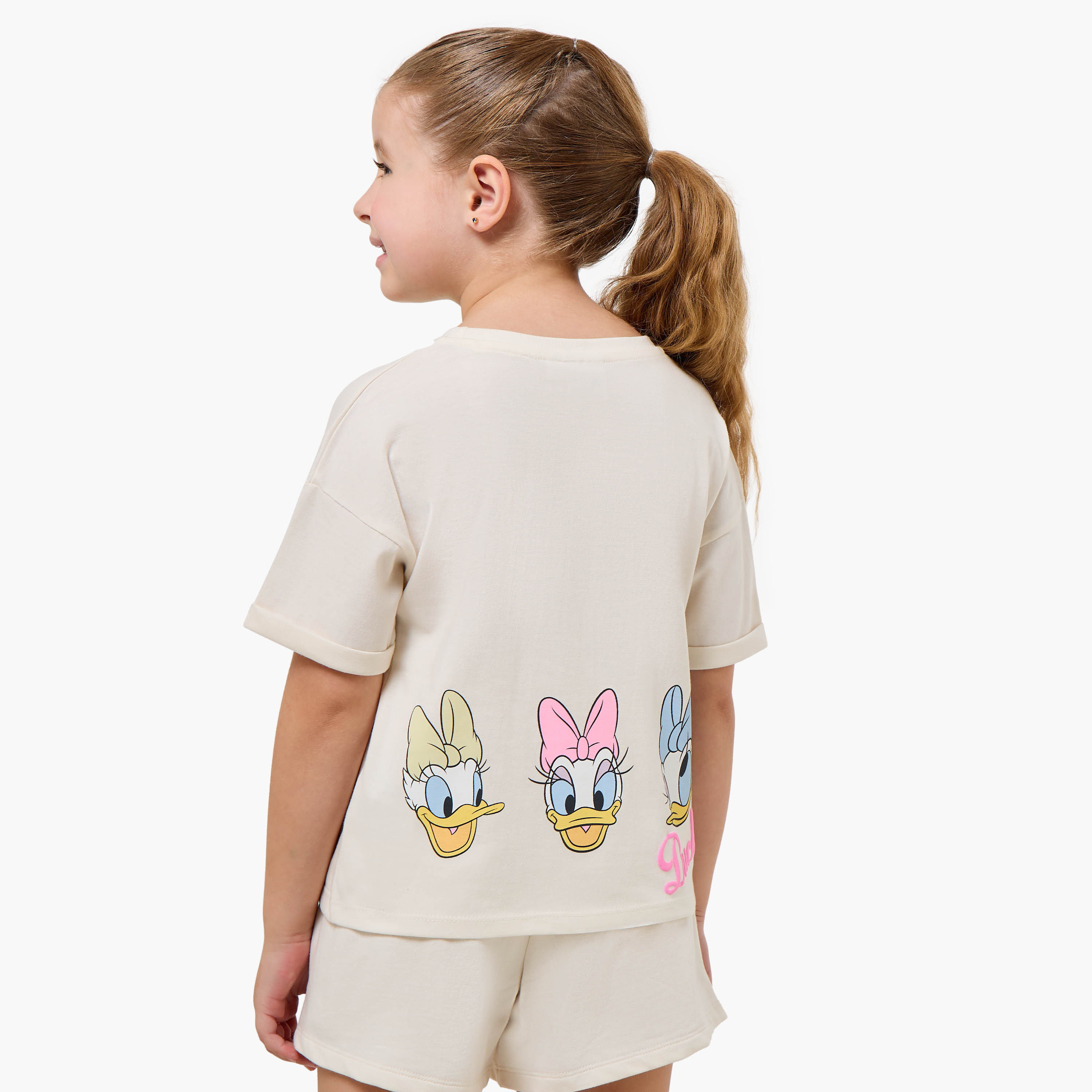 تيشيرت بياقة مستديرة وطبعات دايزي داك وأكمام قصيرة من ديزني-girls-clothing-tshirts-image-3