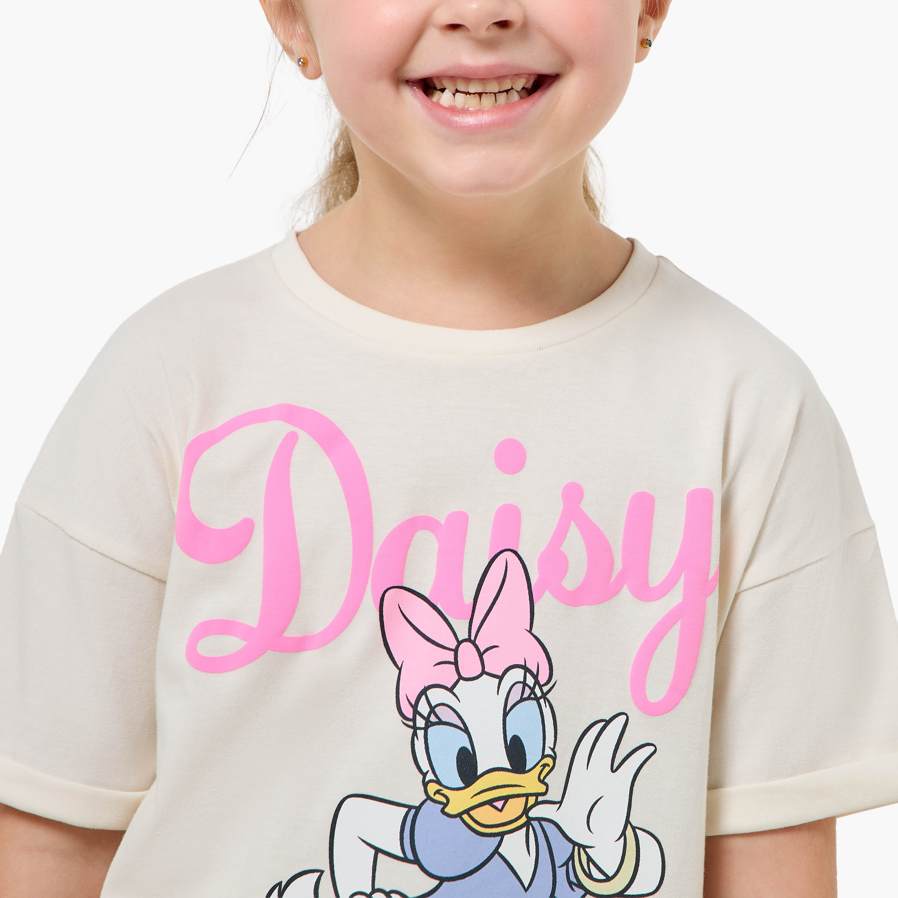 تيشيرت بياقة مستديرة وطبعات دايزي داك وأكمام قصيرة من ديزني-girls-clothing-tshirts-image-4