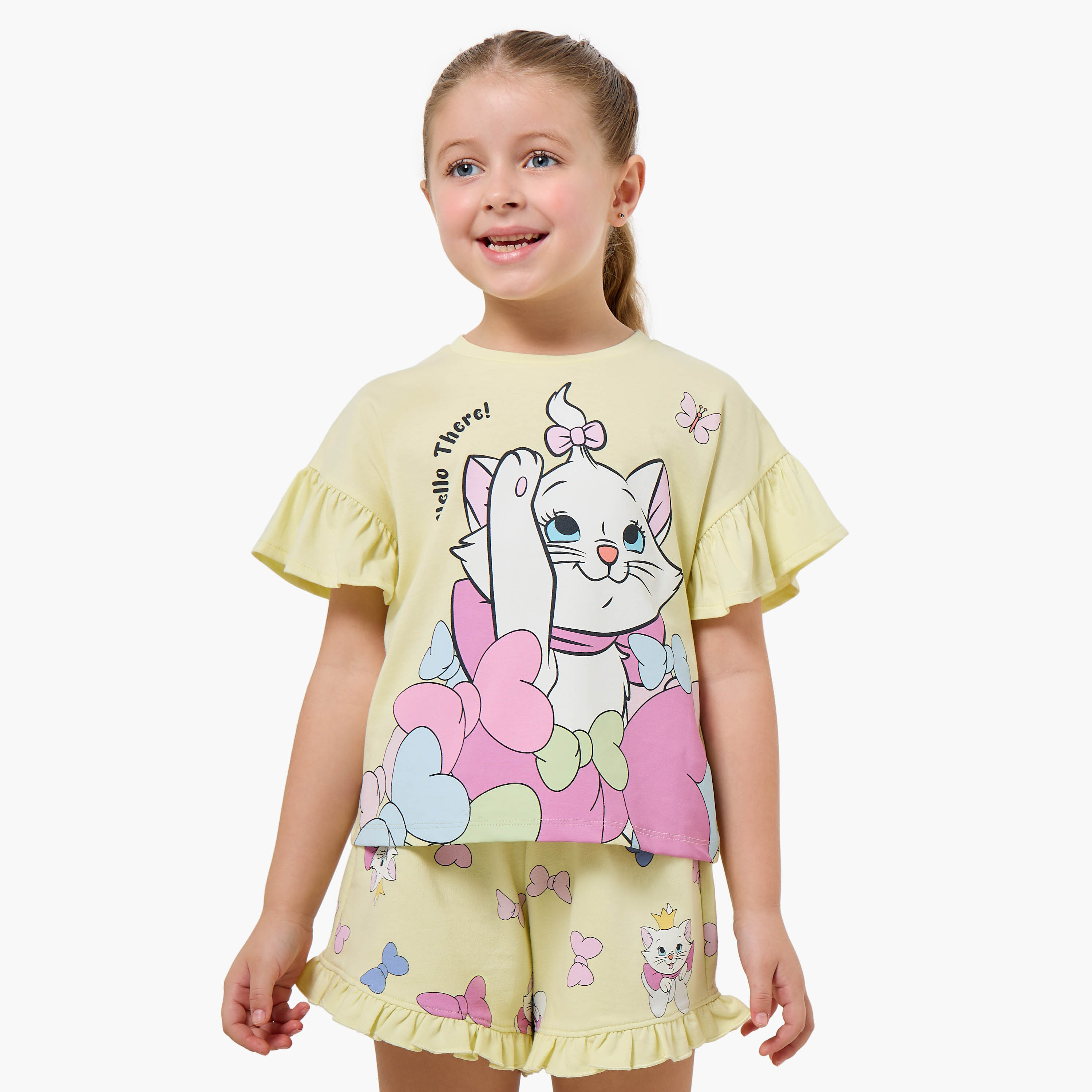 Disney Crew Neck Short Sleeve T-shirt with Marie Print-girls-clothing-tshirts-image-1