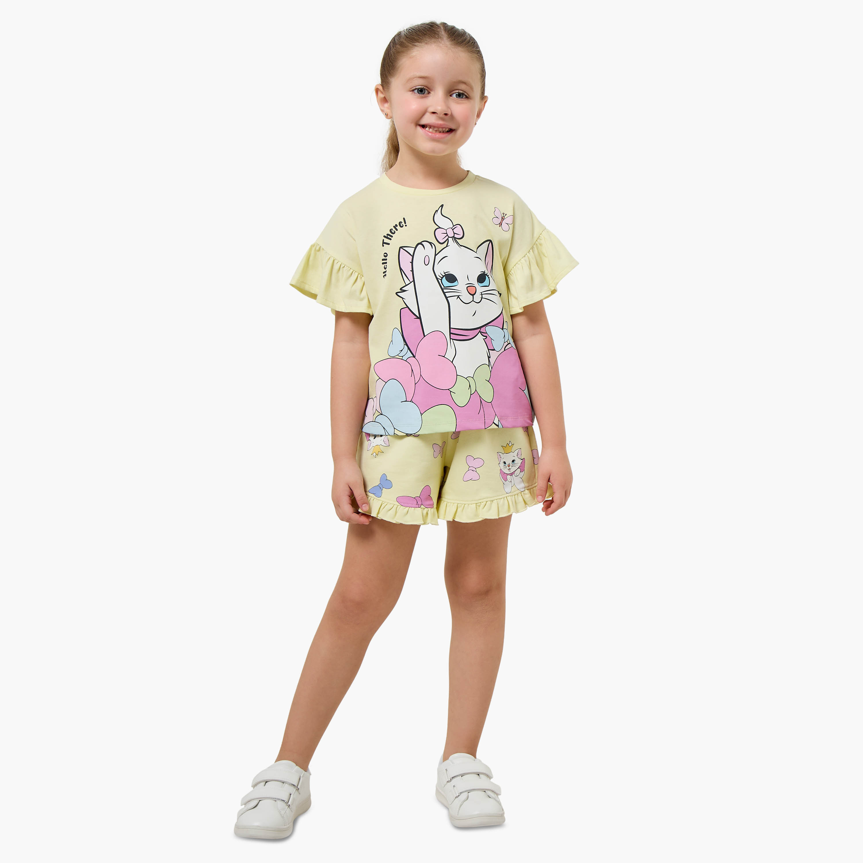 Disney Crew Neck Short Sleeve T-shirt with Marie Print-girls-clothing-tshirts-image-2