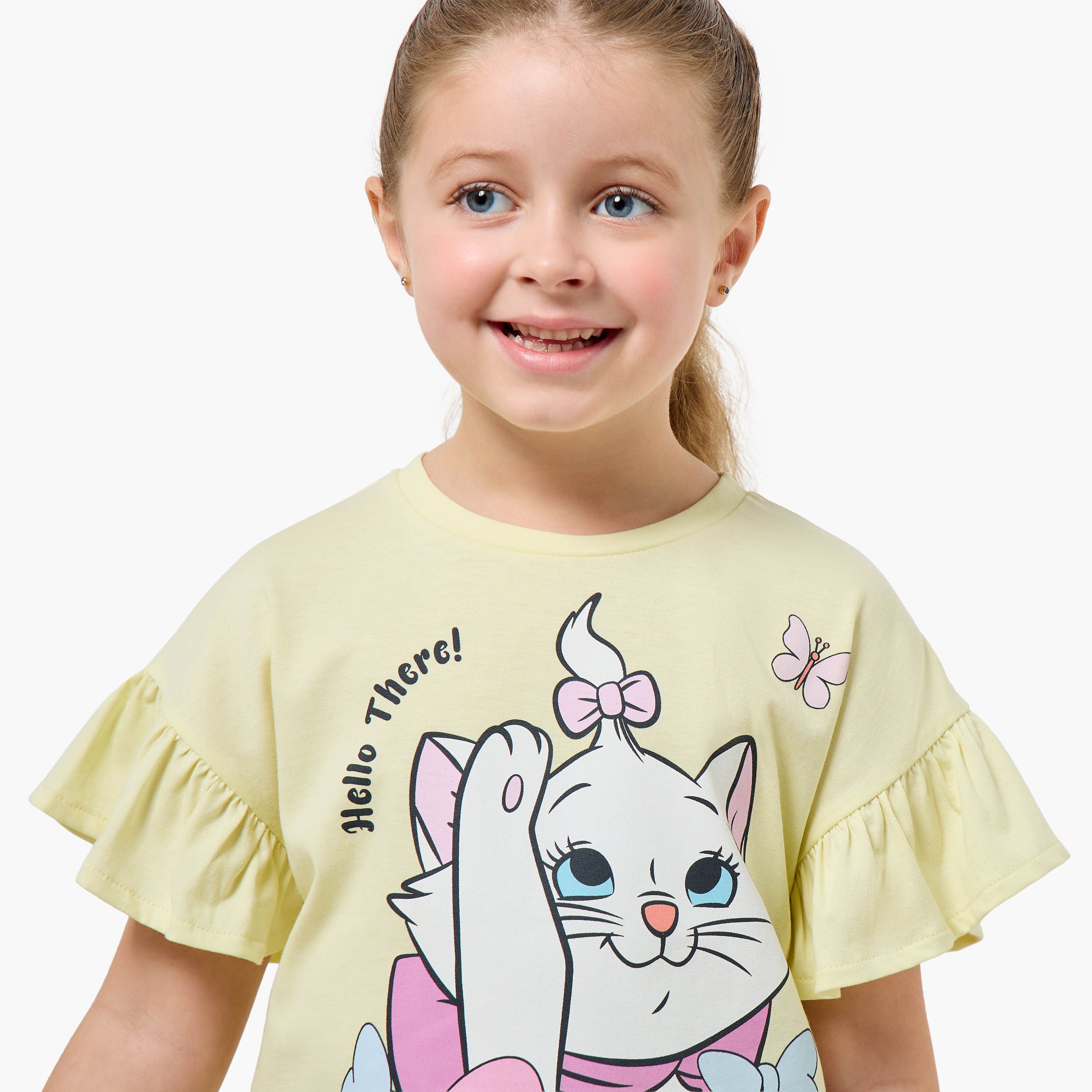 Disney Crew Neck Short Sleeve T-shirt with Marie Print-girls-clothing-tshirts-image-4