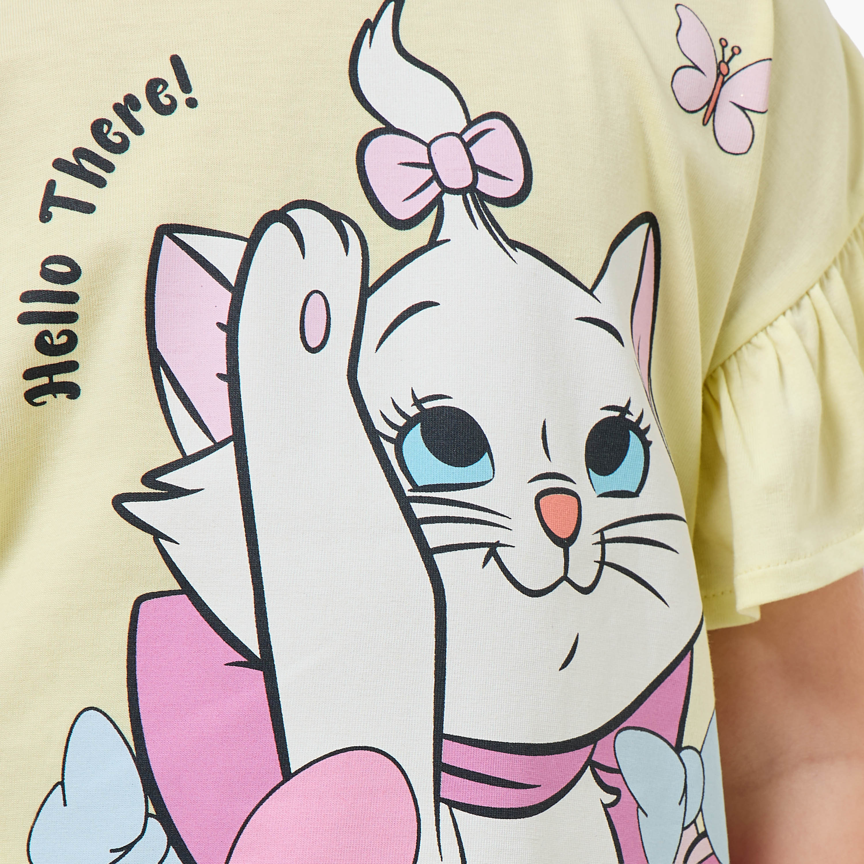 Disney Crew Neck Short Sleeve T-shirt with Marie Print-girls-clothing-tshirts-image-5