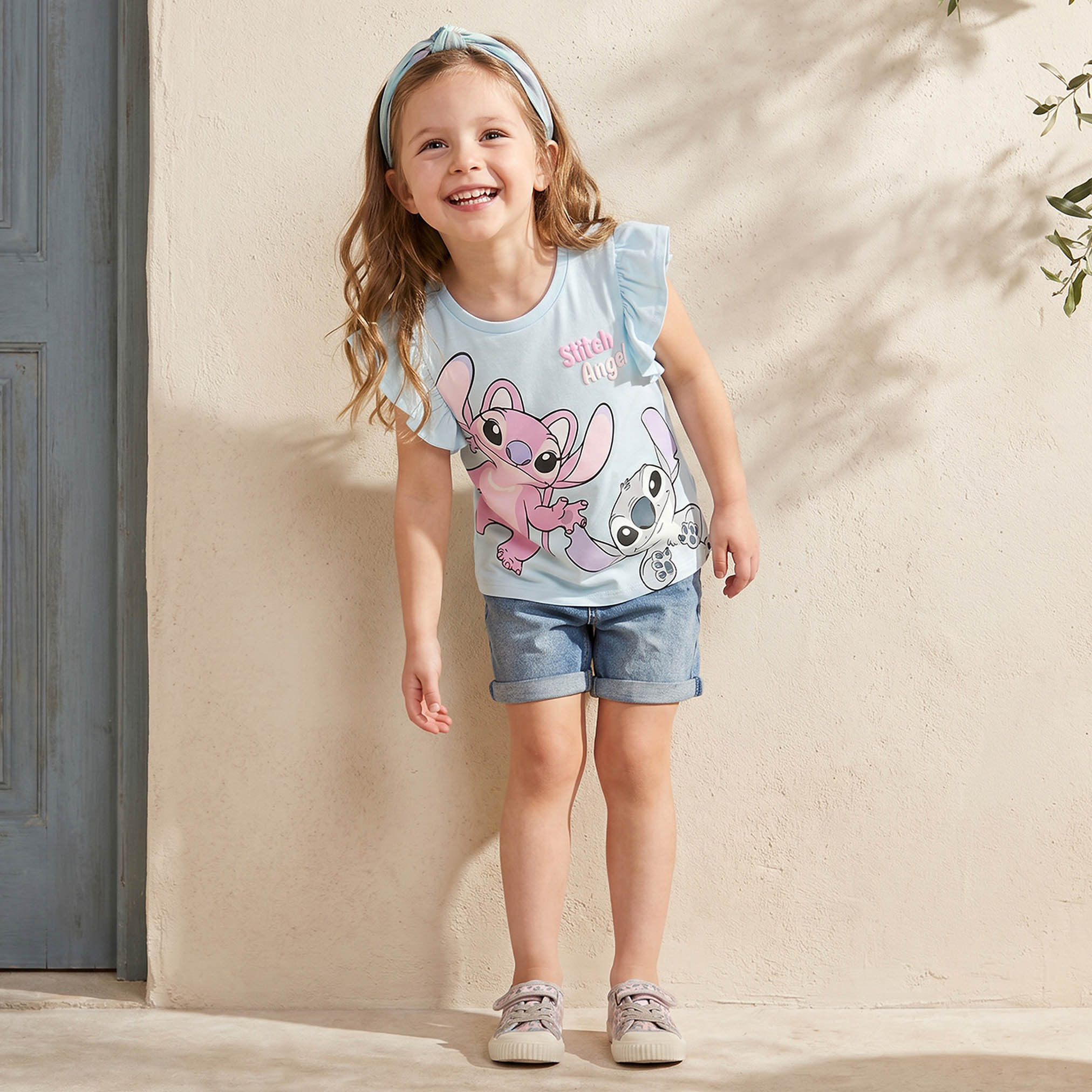 Pack of 2 Disney Crew Neck Short Sleeves T-shirt with Stitch and Angel Print-girls-clothing-tshirts-image-4