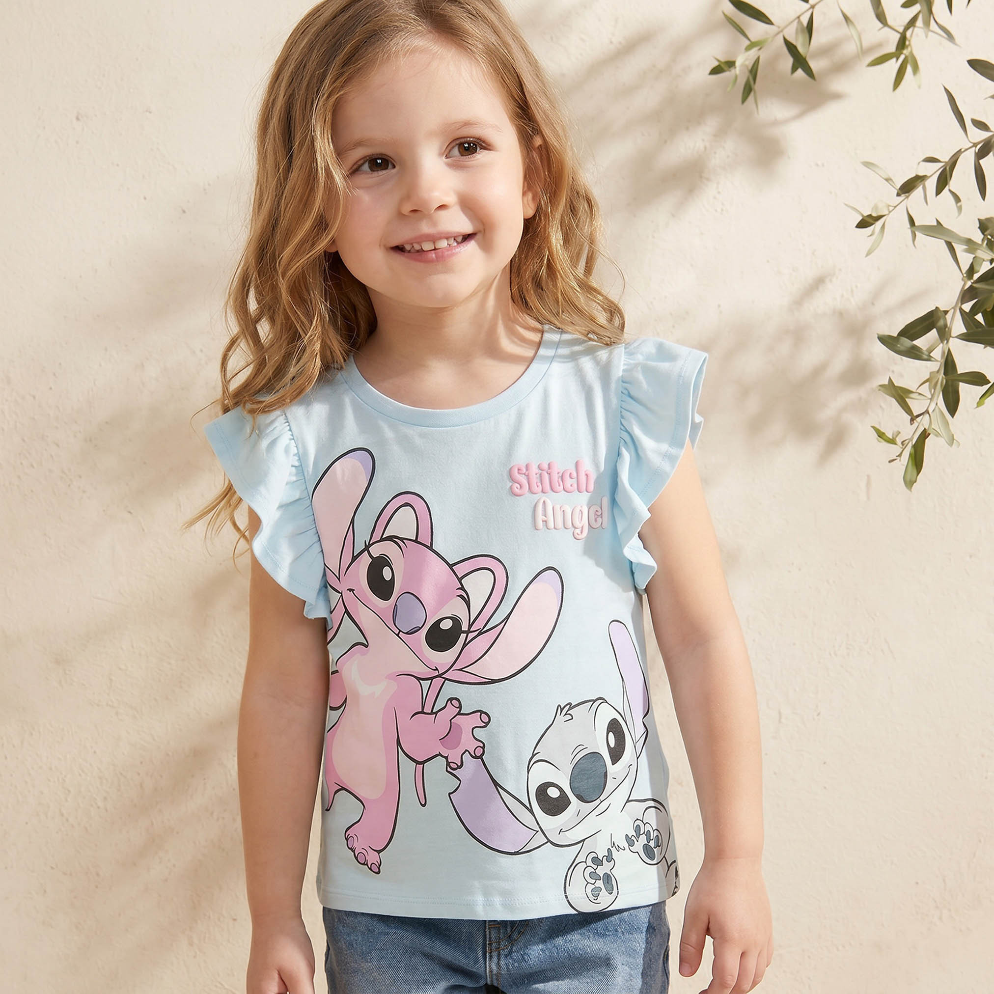 طقم تيشيرت بطبعات ستيتش وأنجل بياقة ضيقة وأكمام قصيرة قطعتين من ديزني-girls-clothing-tshirts-image-6