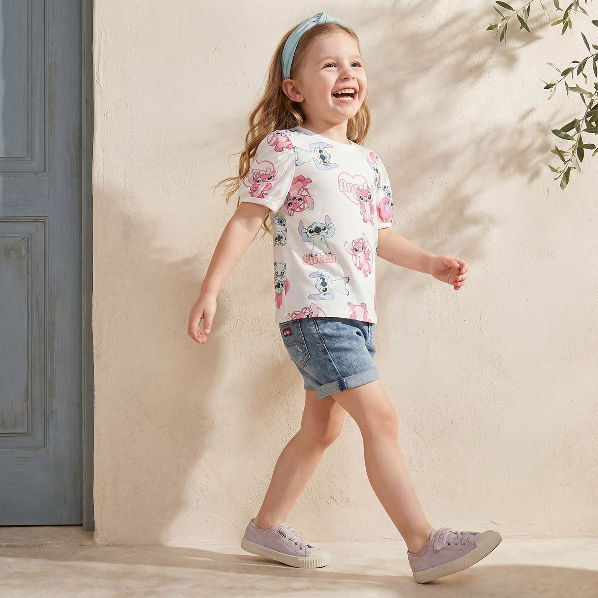 طقم تيشيرت بطبعات ستيتش وأنجل بياقة ضيقة وأكمام قصيرة قطعتين من ديزني-girls-clothing-tshirts-image-7