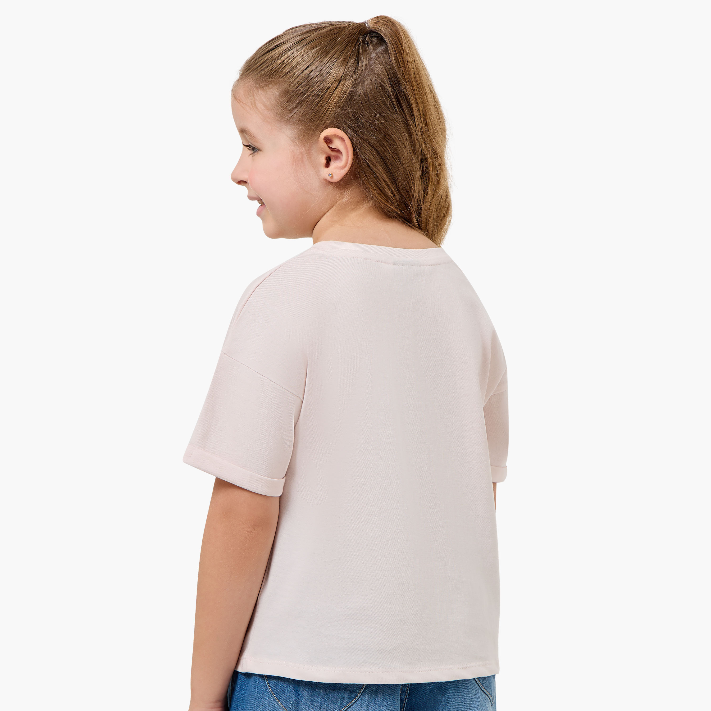 Disney Round Neck Short Sleeve T-shirt with Minnie Mouse Print-girls-clothing-tshirts-image-3