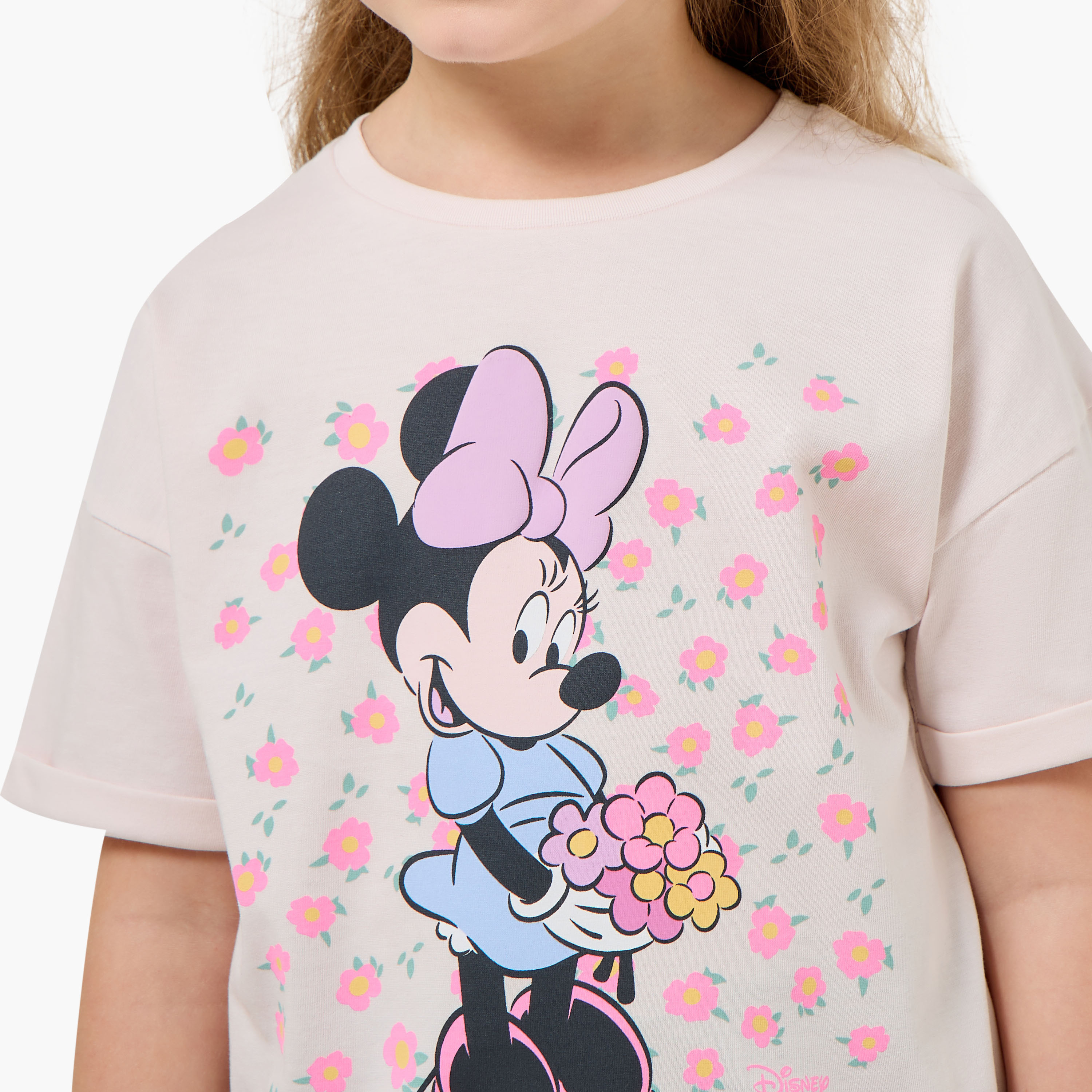 Disney Round Neck Short Sleeve T-shirt with Minnie Mouse Print-girls-clothing-tshirts-image-4