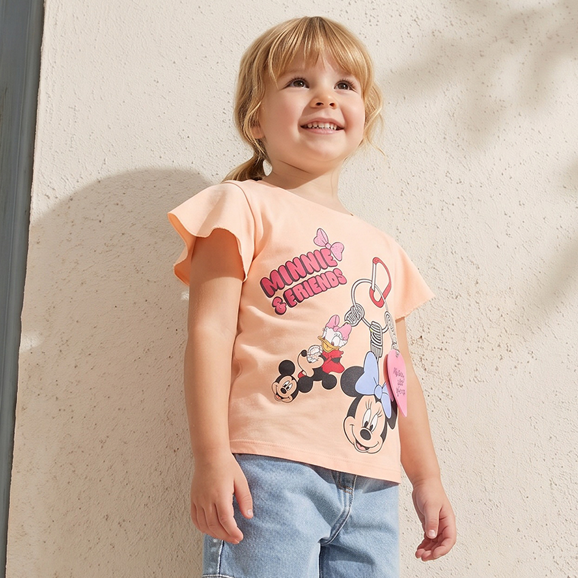 Disney Round Neck Short Sleeves T-shirt with Minnie Mouse and Friends Print-baby-girls-clothing-tshirts-image-1