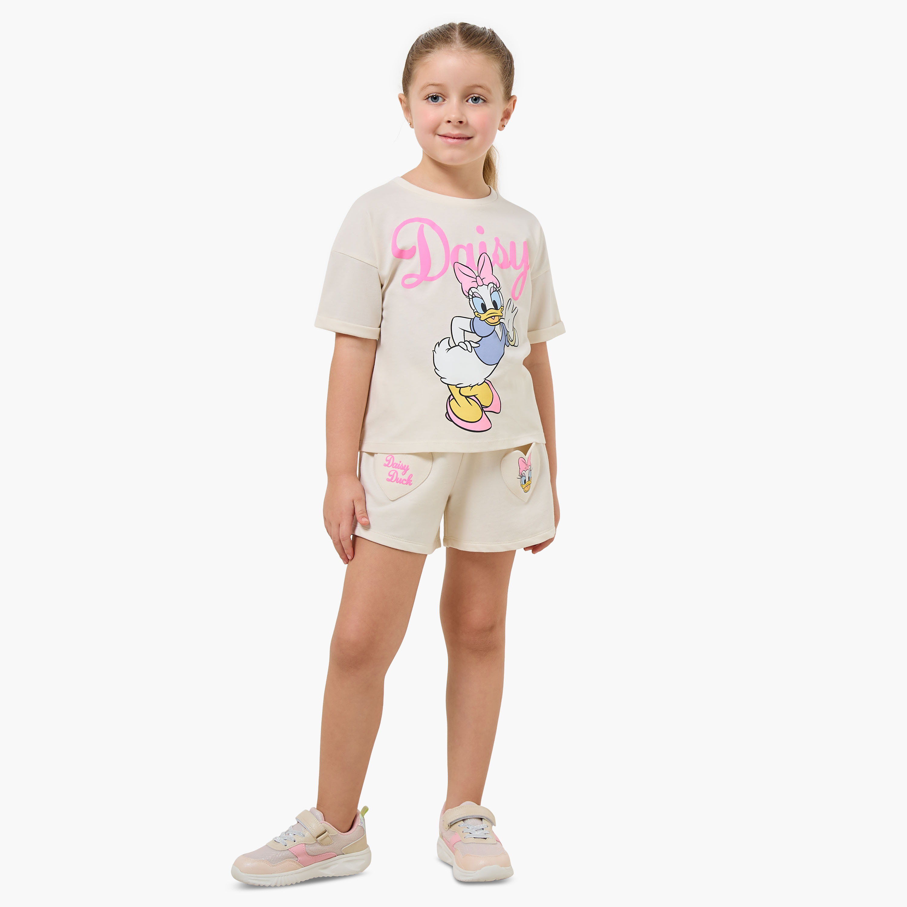 Disney Elasticated Waist Shorts with Daisy Duck Print-baby-girls-clothing-bottoms-shorts-image-2