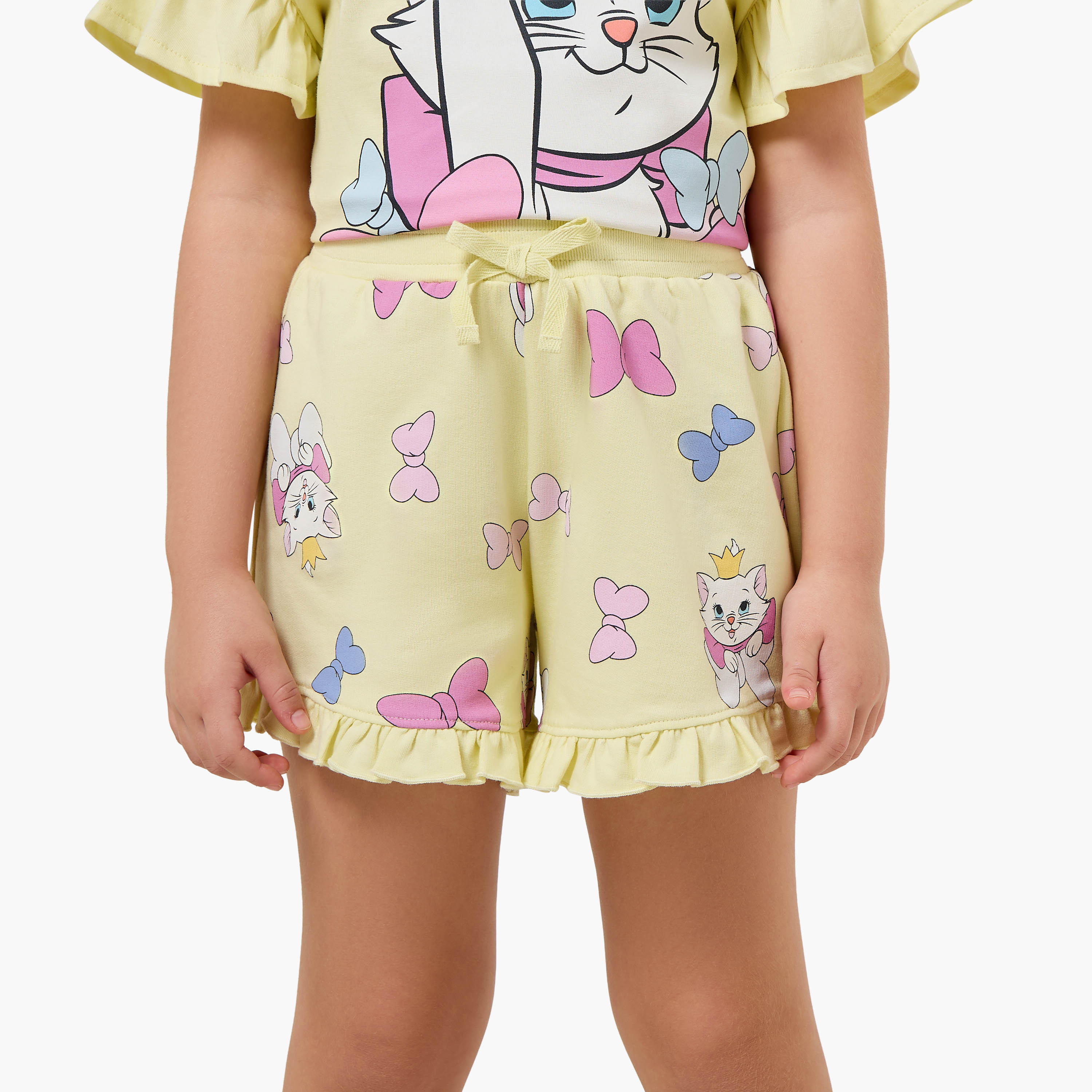 Disney Elasticated Waist Shorts with Marie Print-baby-girls-clothing-bottoms-shorts-image-1