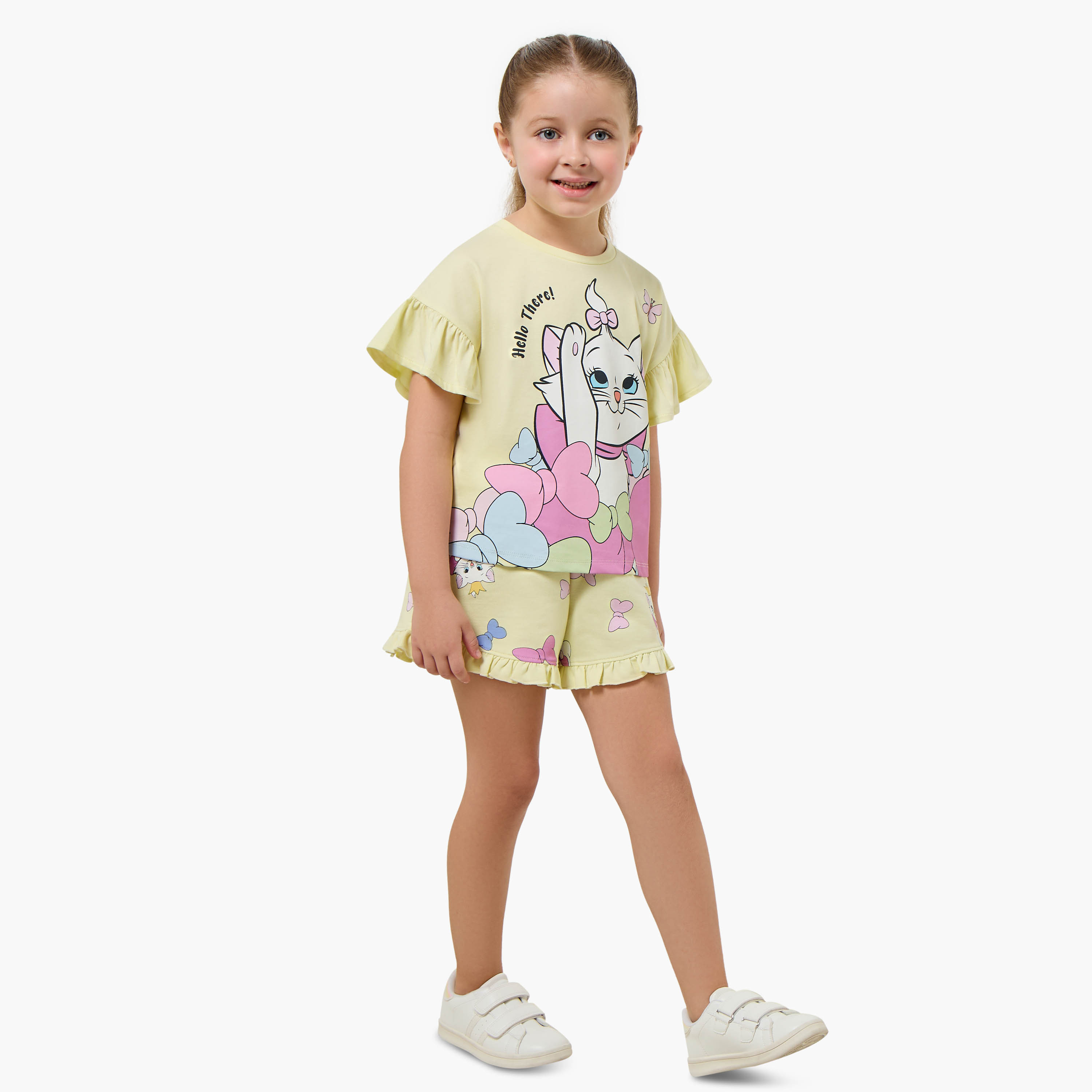 Disney Elasticated Waist Shorts with Marie Print-baby-girls-clothing-bottoms-shorts-image-2