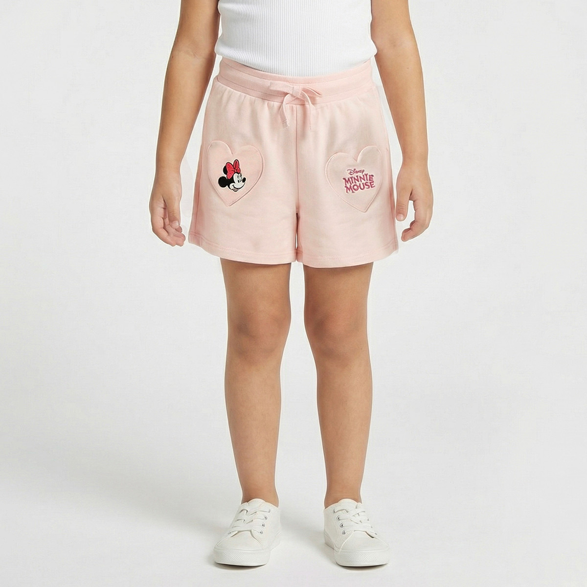 Disney Above Knee Elasticated Drawstring Waist Shorts with Minnie Mouse Heart Pockets-girls-clothing-bottoms-shorts-image-1