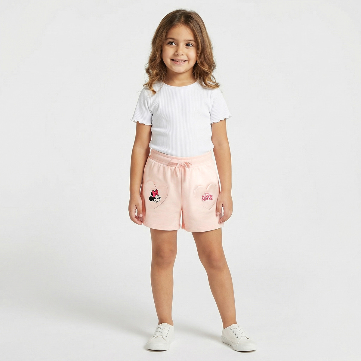 Disney Above Knee Elasticated Drawstring Waist Shorts with Minnie Mouse Heart Pockets-girls-clothing-bottoms-shorts-image-2