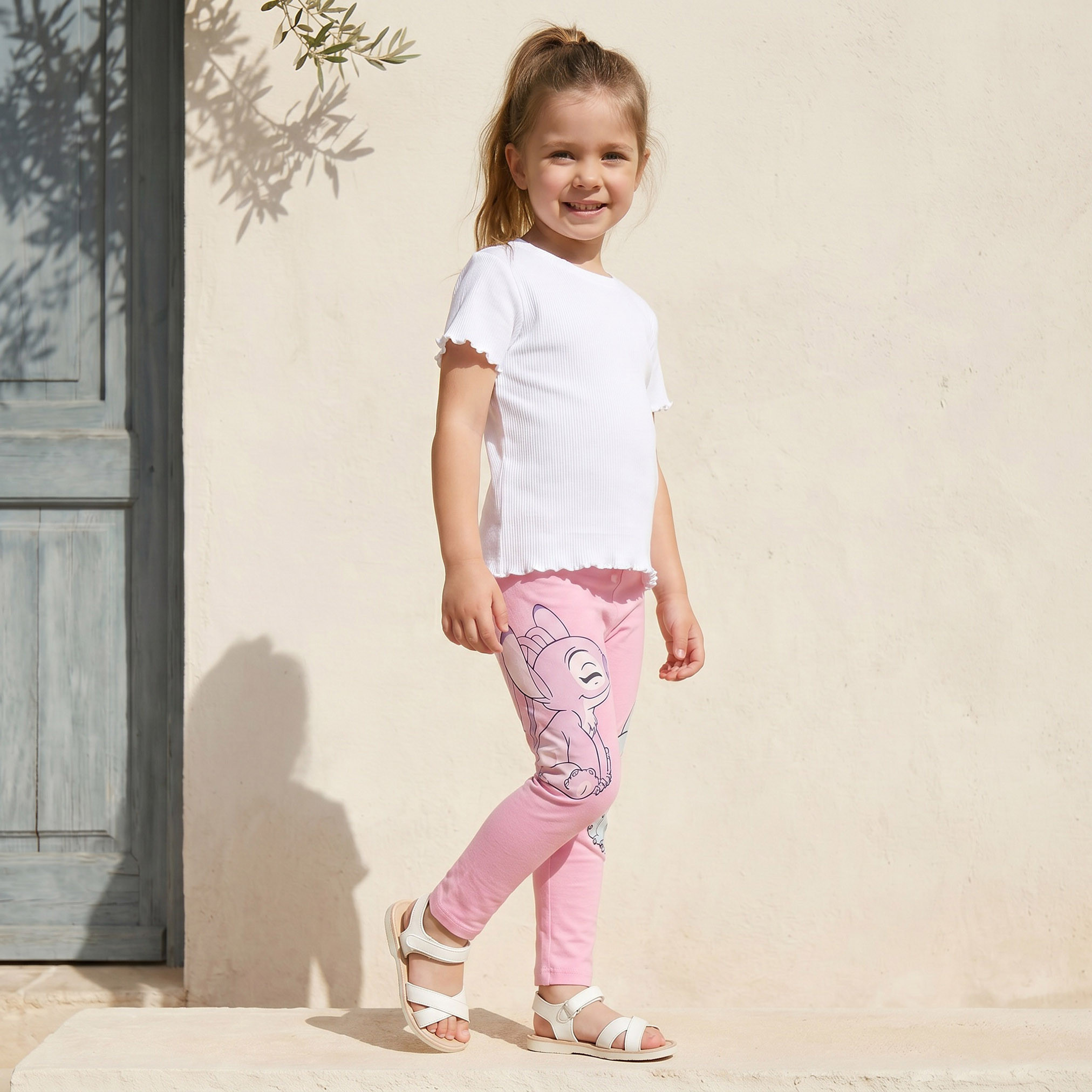 Disney Leggings with Stitch and Angel Print-baby-girls-clothing-bottoms-leggings-image-2