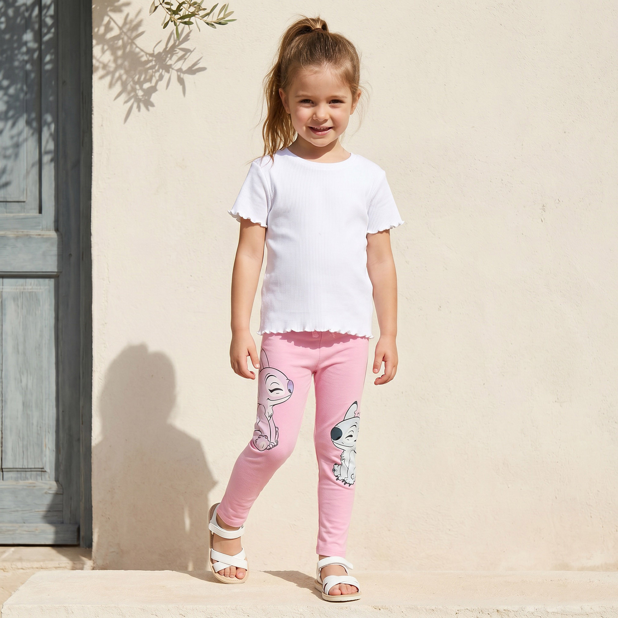 Disney Leggings with Stitch and Angel Print-baby-girls-clothing-bottoms-leggings-image-5