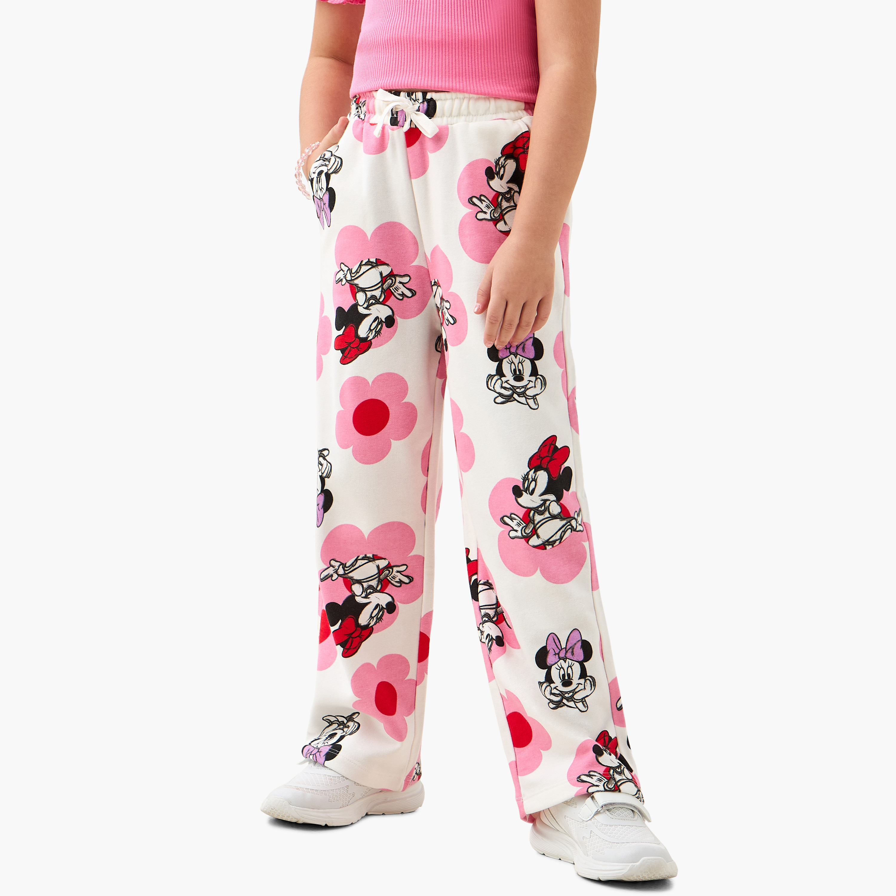 Disney Elasticated Drawstring Waist Track Pants with Minnie Mouse Print-girls-clothing-bottoms-joggersandtrackpants-image-1