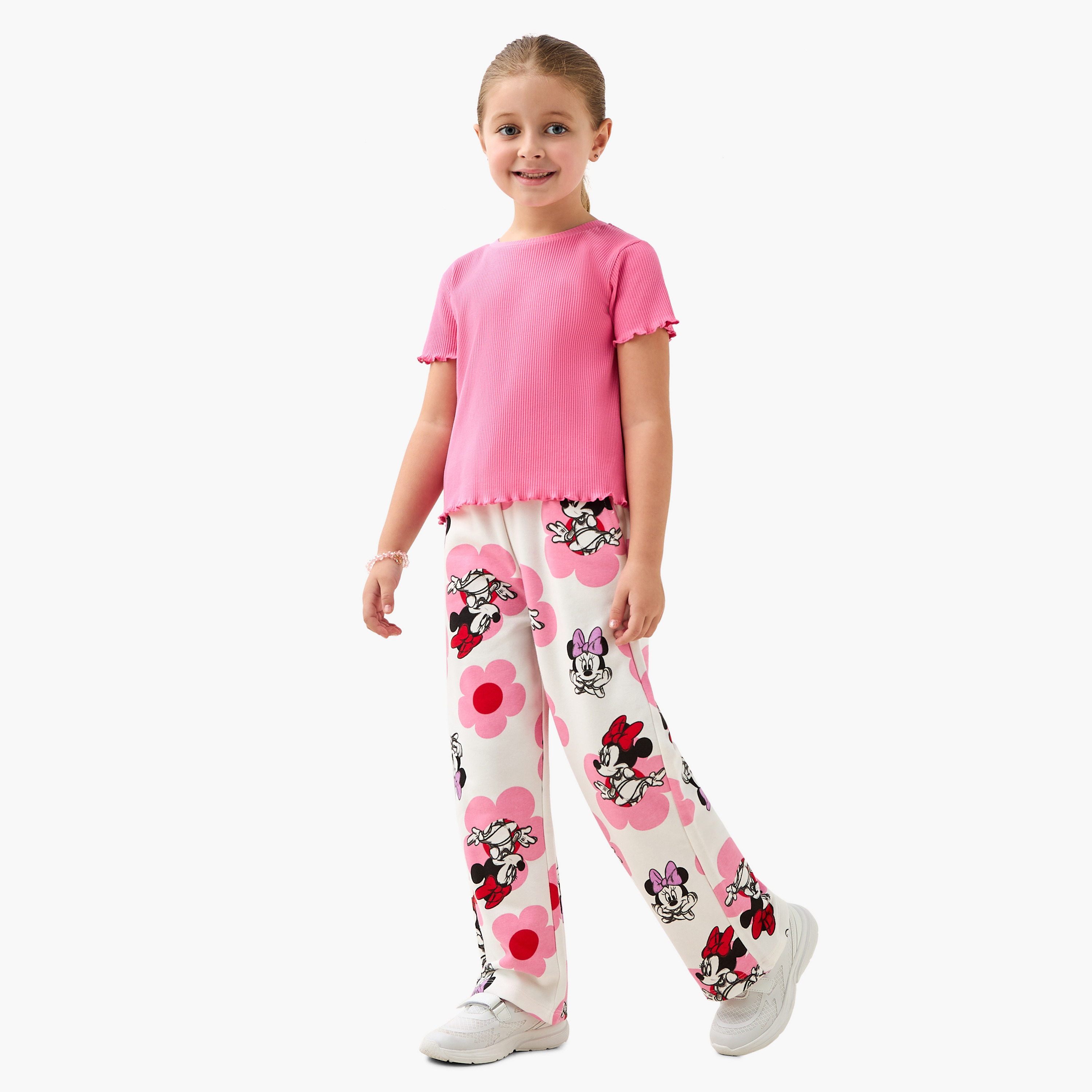 Disney Elasticated Drawstring Waist Track Pants with Minnie Mouse Print-girls-clothing-bottoms-joggersandtrackpants-image-2