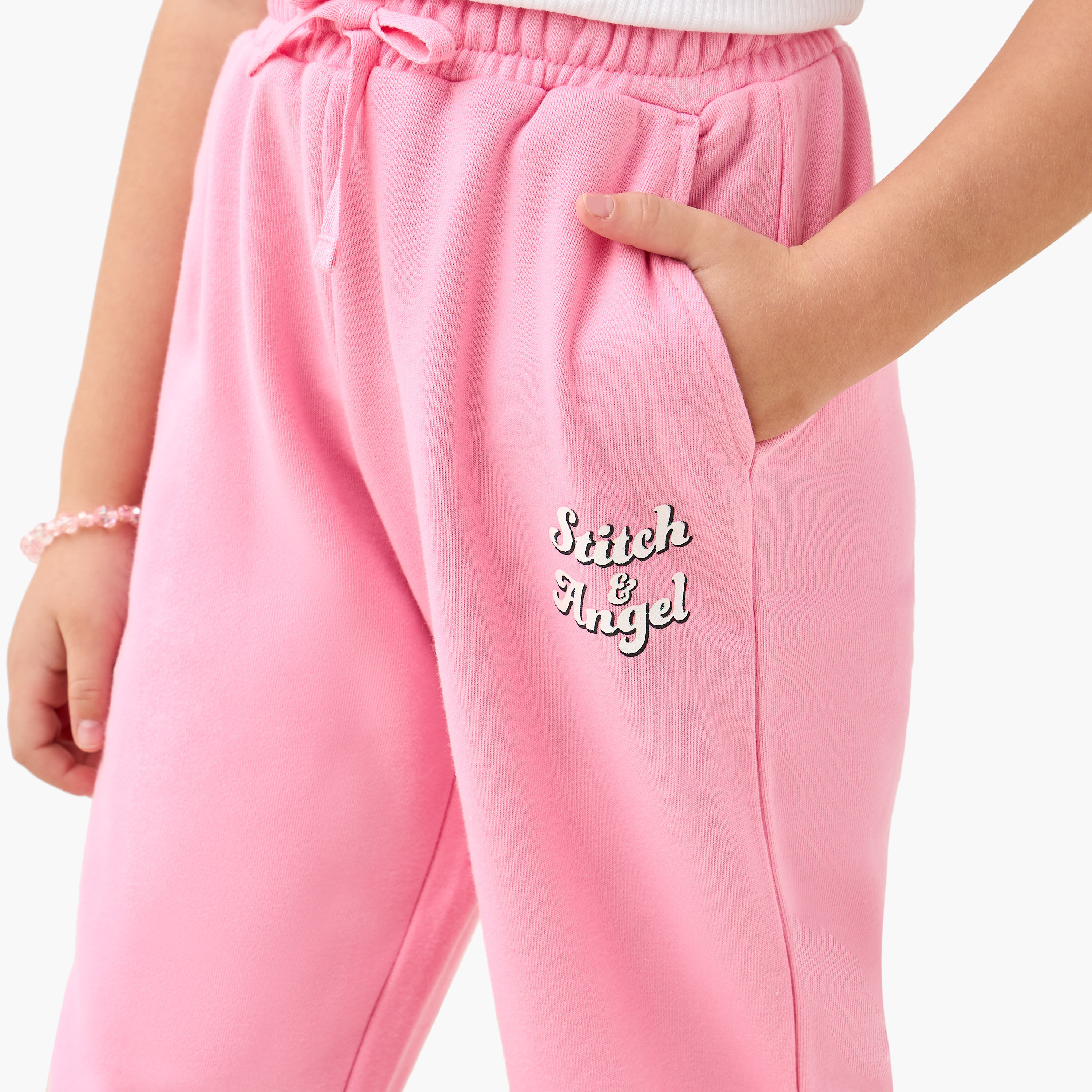 Disney Elasticated Drawstring Waist Joggers with Stitch and Angel Print-girls-clothing-bottoms-joggersandtrackpants-image-3