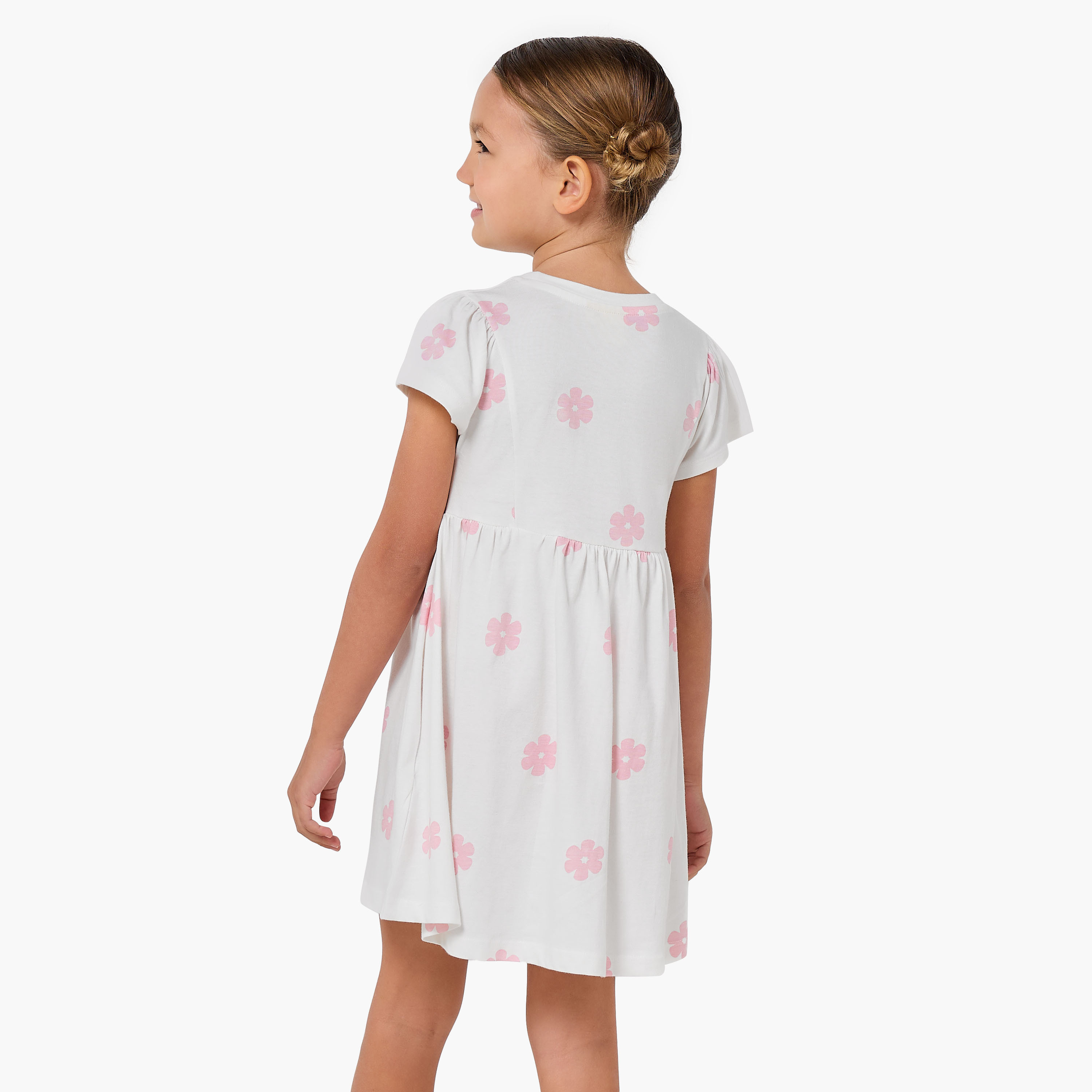 Disney Round Neck Short Sleeves A-line Dress with Floral Stitch Print-girls-clothing-dressesandjumpsuits-image-3