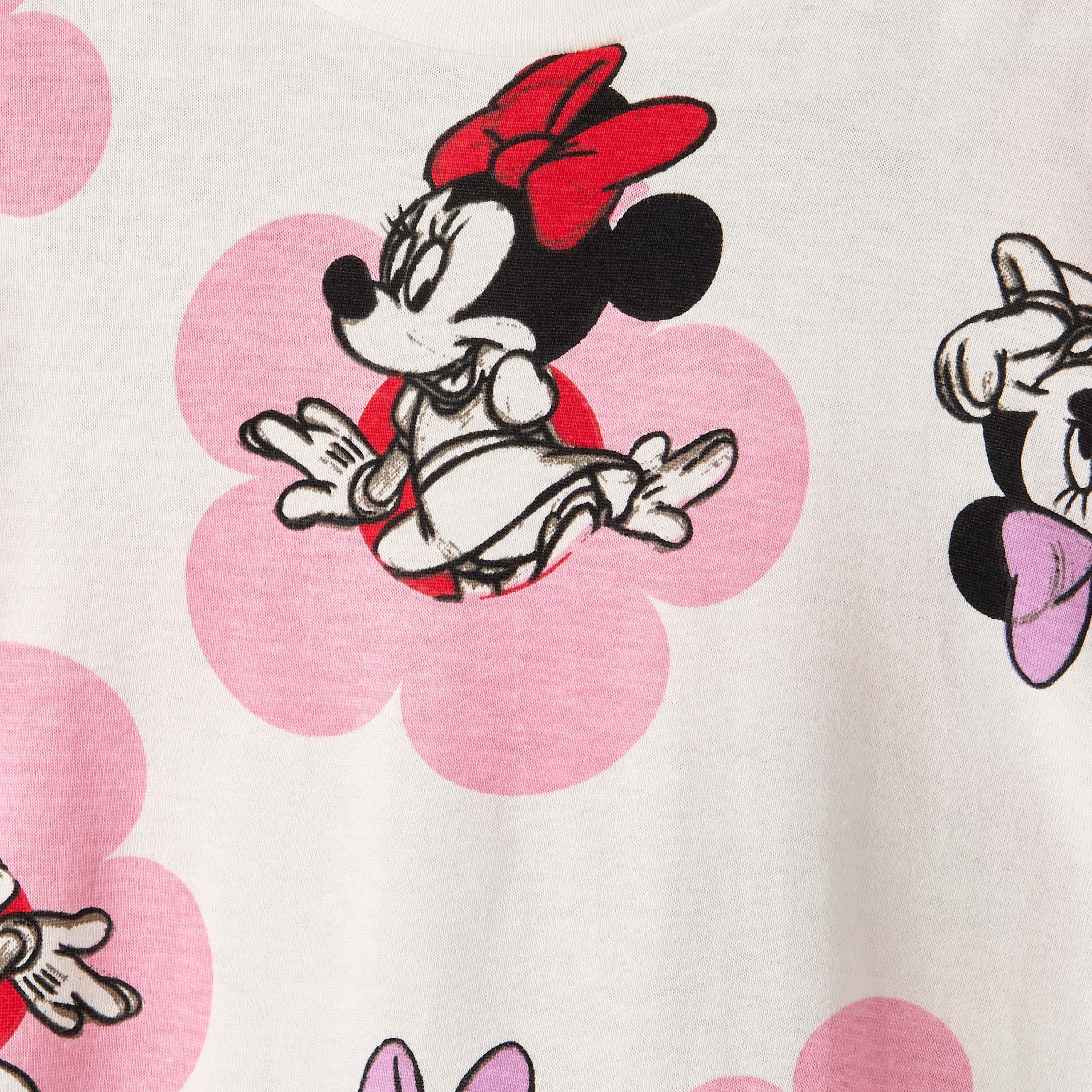 فستان بخصر منسدل وياقة مستديرة وأكمام قصيرة وطبعات ميني ماوس من ديزني-girls-clothing-dressesandjumpsuits-image-2