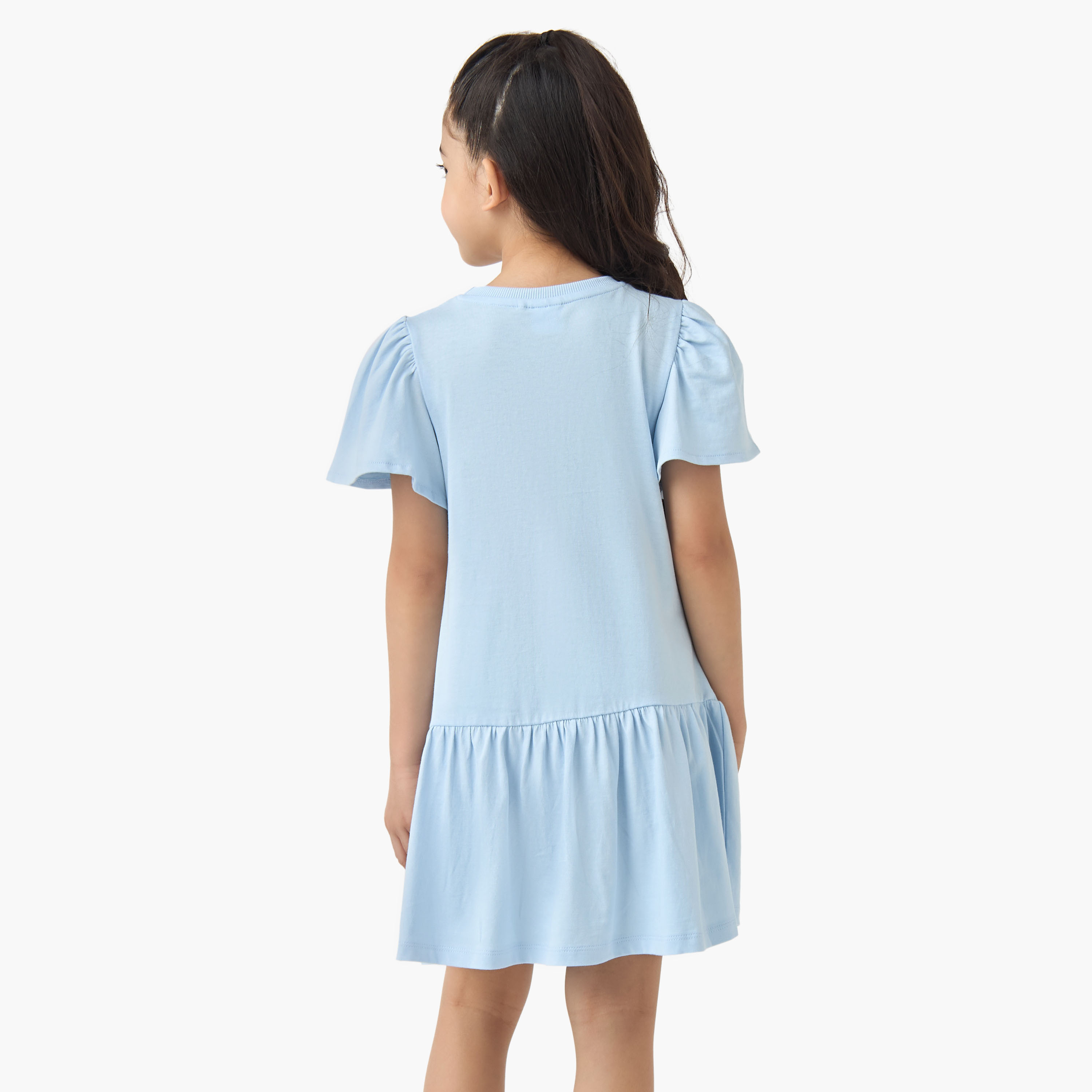 فستان إيه لاين بياقة مستديرة وأكمام قصيرة وطبعات ميني وديزي من جونيورز-girls-clothing-dressesandjumpsuits-image-3