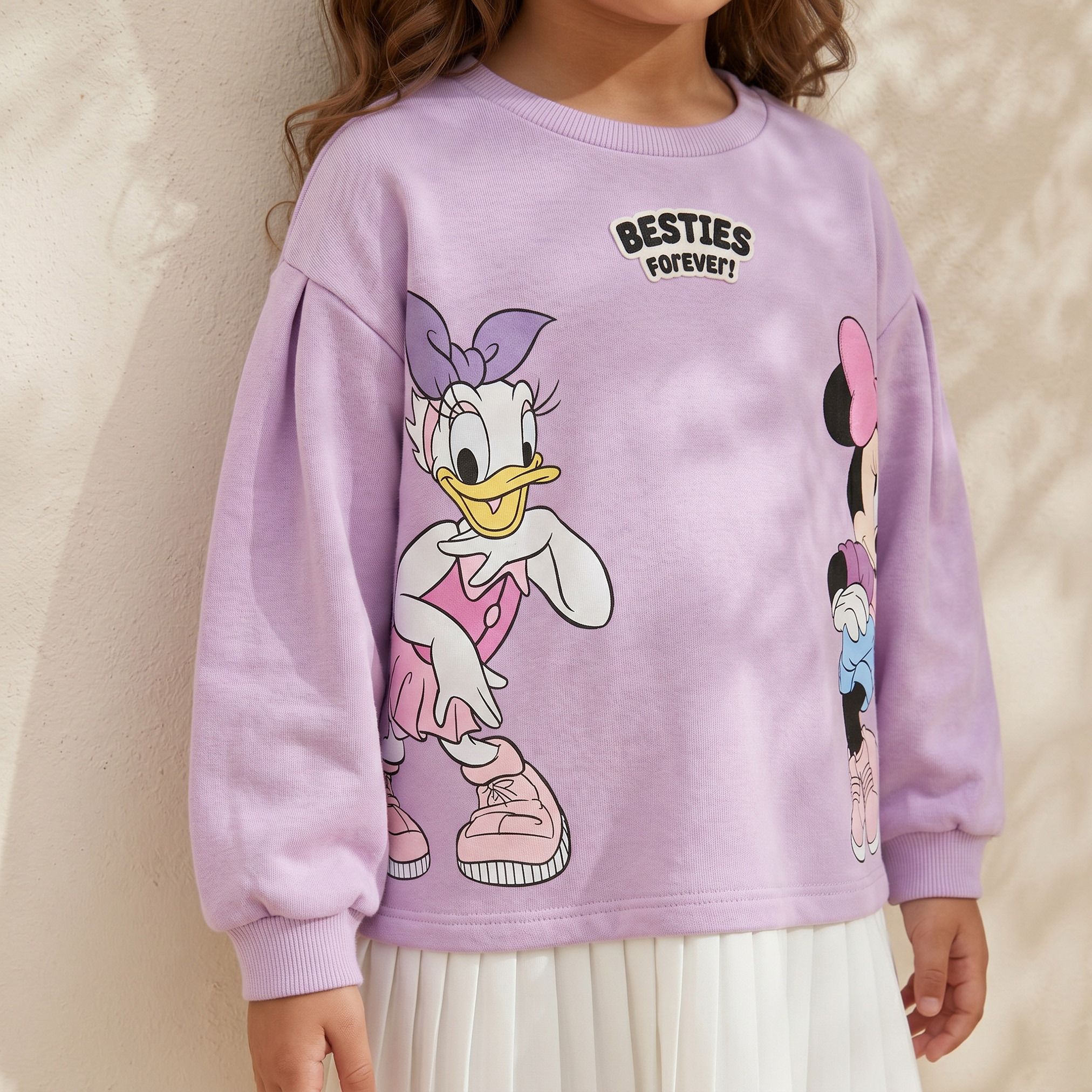 Disney Round Neck Long Sleeve A-line Dress with Minnie Mouse and Daisy Duck Print-girls-clothing-dressesandjumpsuits-image-5