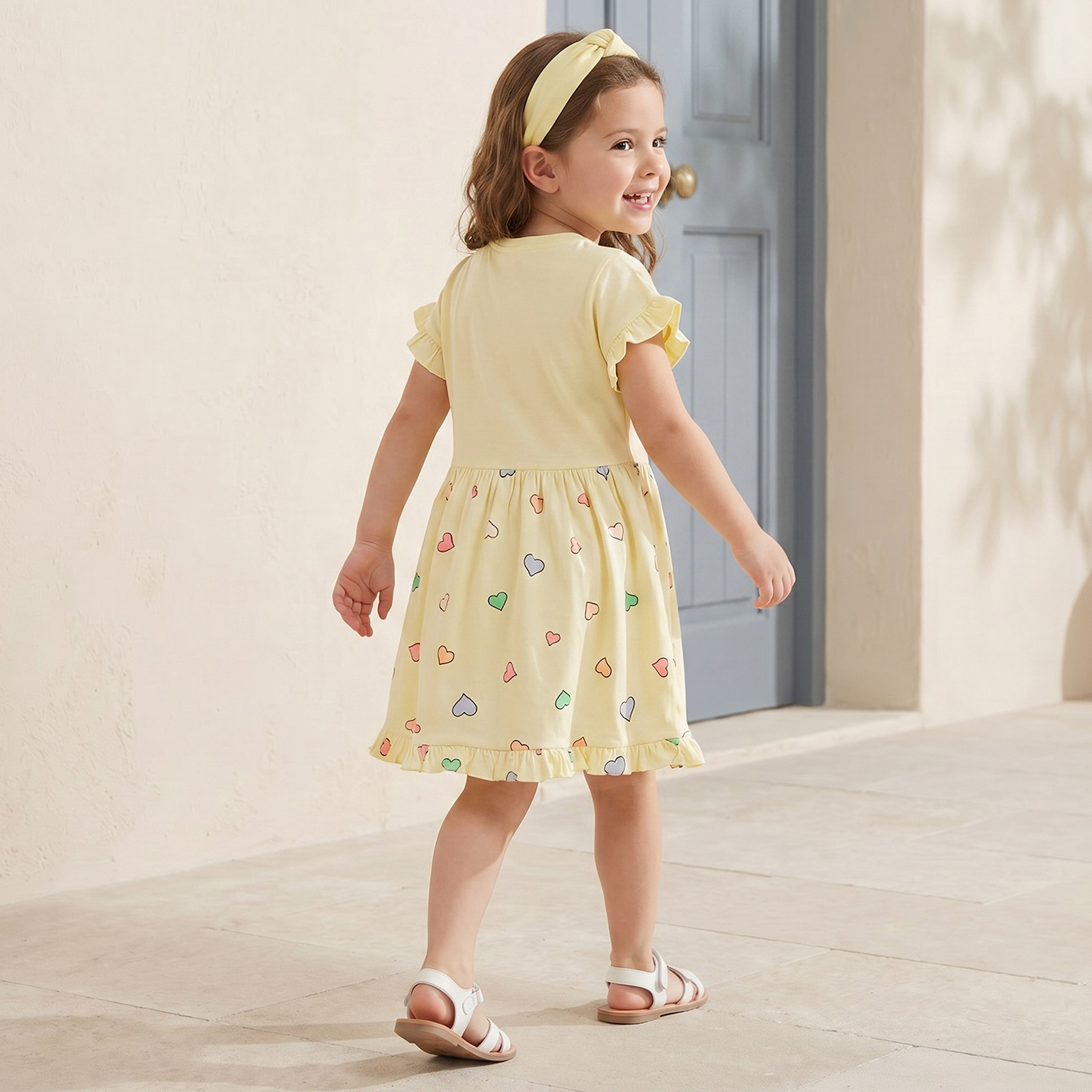 Disney Round Neck Short Sleeves Knee Length A-line Dress with Mickey and Minnie Mouse Print-girls-clothing-dressesandjumpsuits-image-3