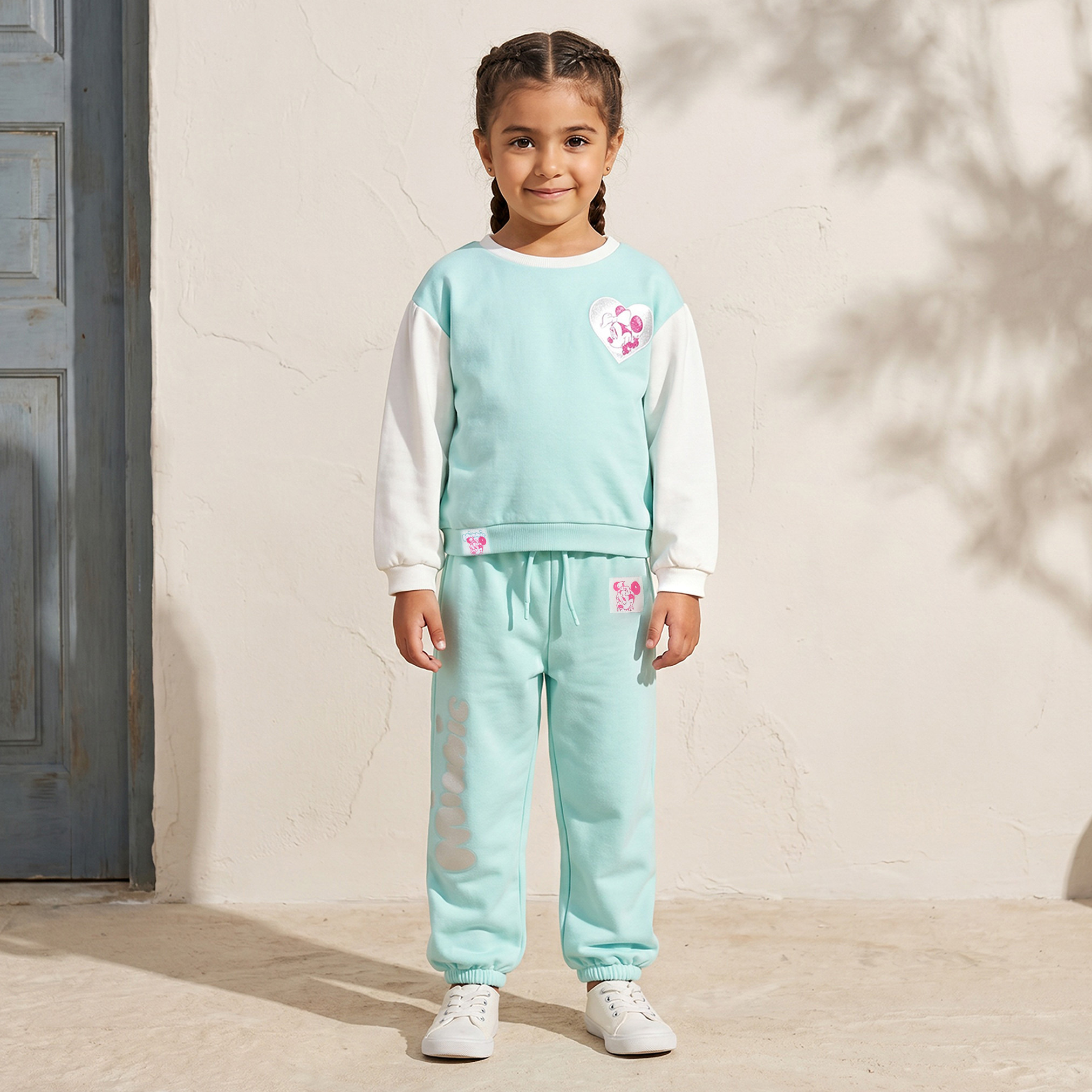 طقم تنورة وسويت شيرت بأكمام طويلة وياقة مستديرة بطبعات ميني ماوس وديزي داك من ديزني-girls-clothing-setsandcoords-image-7