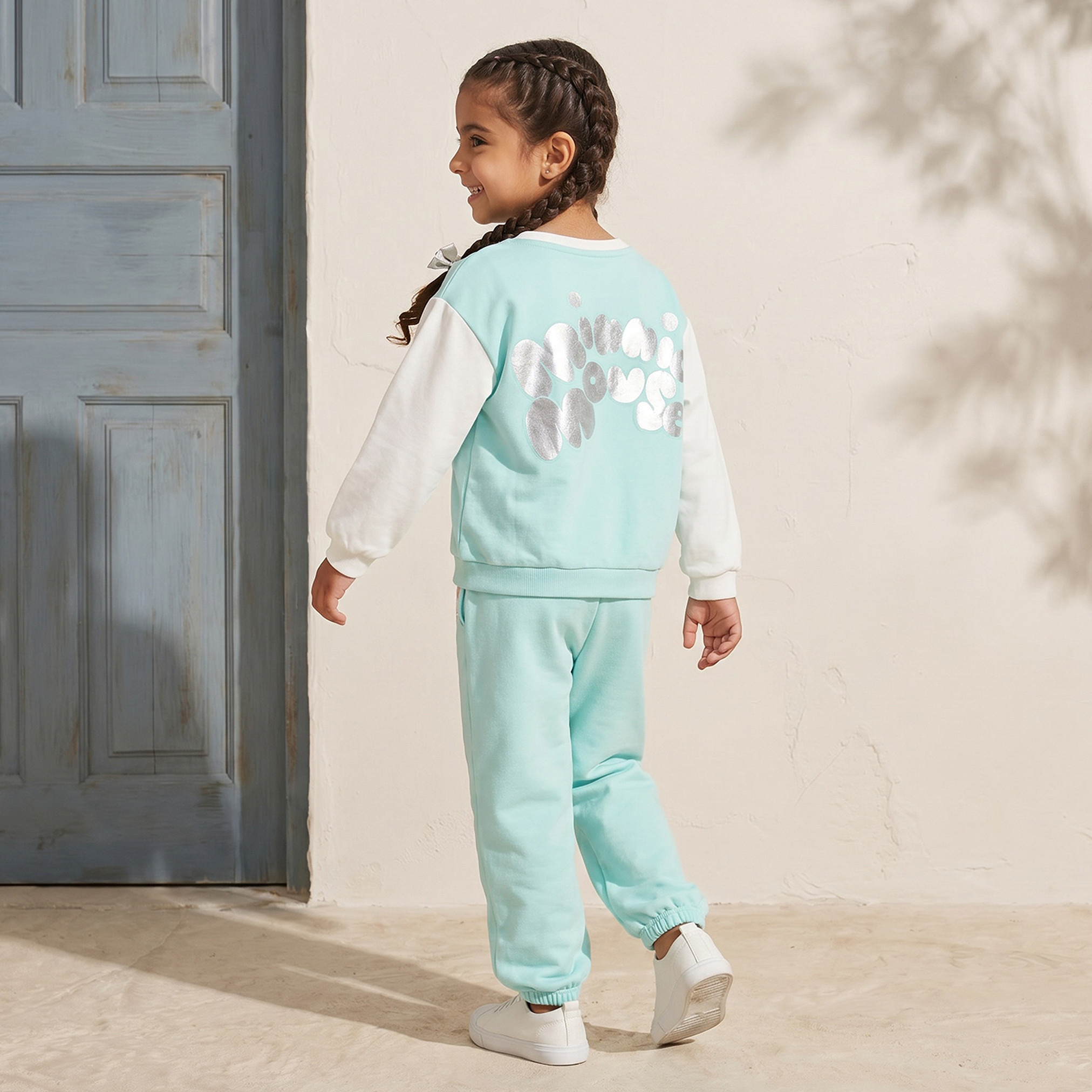 طقم تنورة وسويت شيرت بأكمام طويلة وياقة مستديرة بطبعات ميني ماوس وديزي داك من ديزني-girls-clothing-setsandcoords-image-5