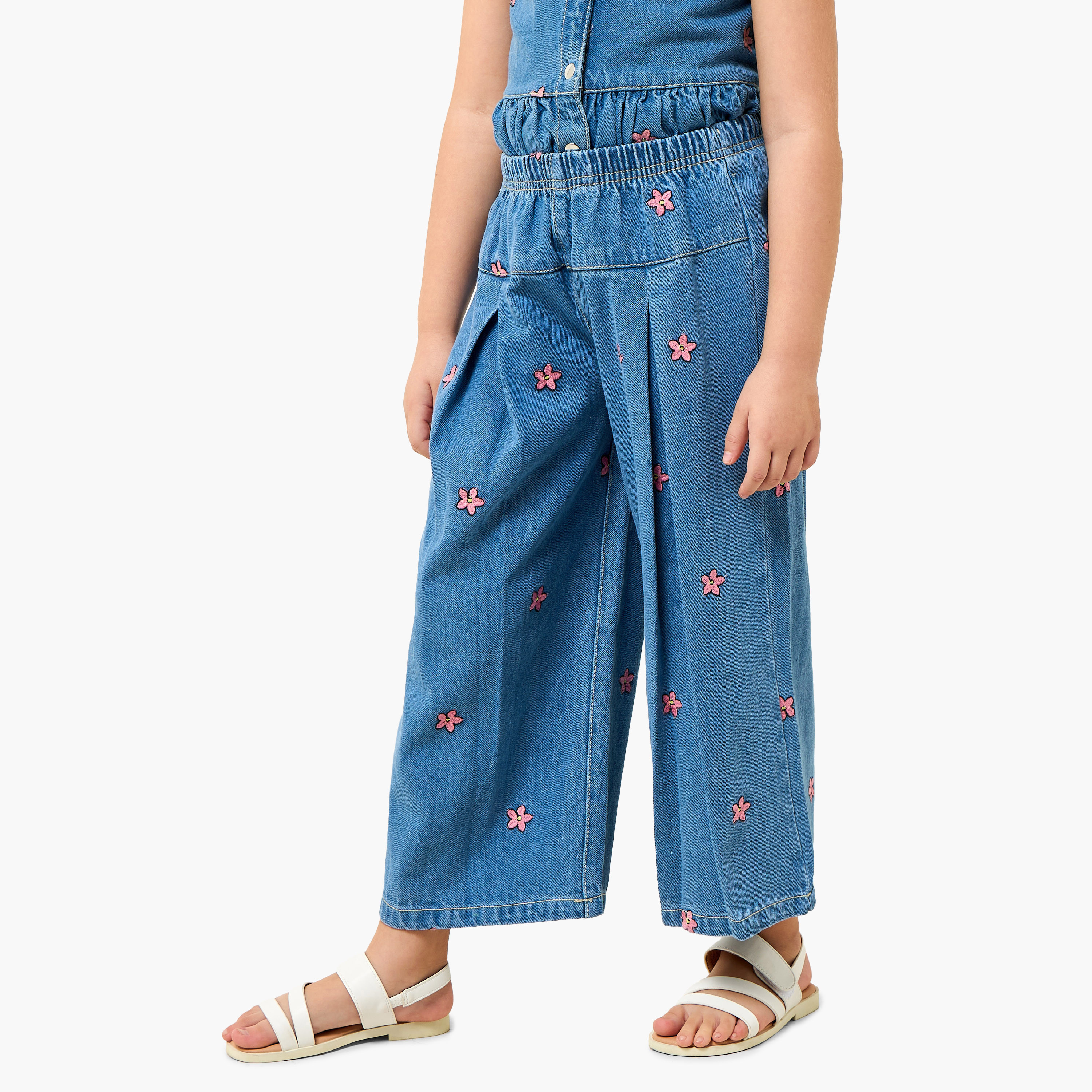 Disney Crew Neck Sleevless Peplum Top and Wide Leg Pants Set with Angel Applique-baby-girls-clothing-setsandcoords-image-3