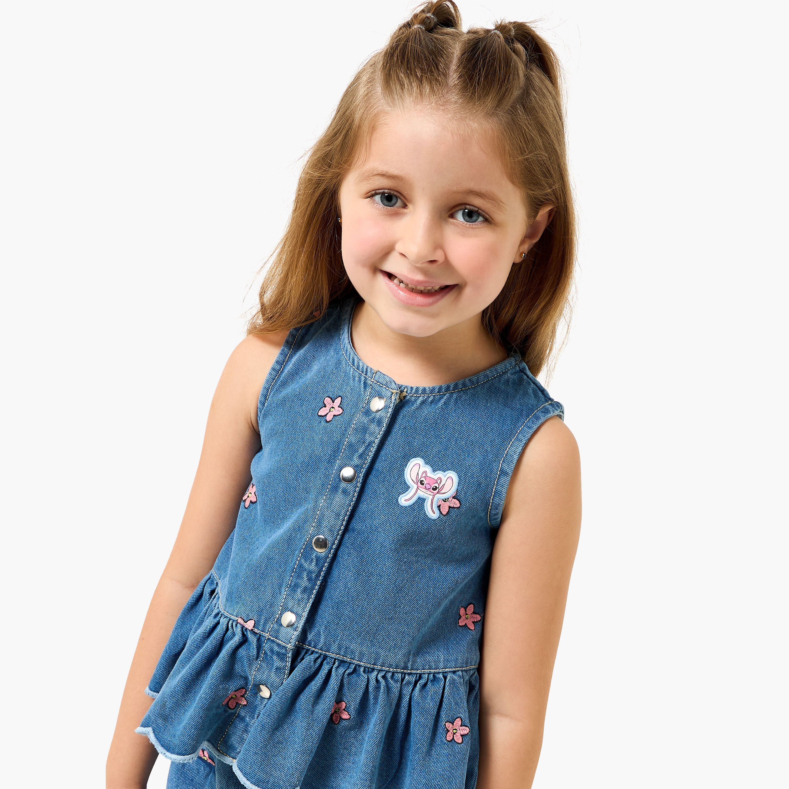 Disney Crew Neck Sleevless Peplum Top and Wide Leg Pants Set with Angel Applique-baby-girls-clothing-setsandcoords-image-5