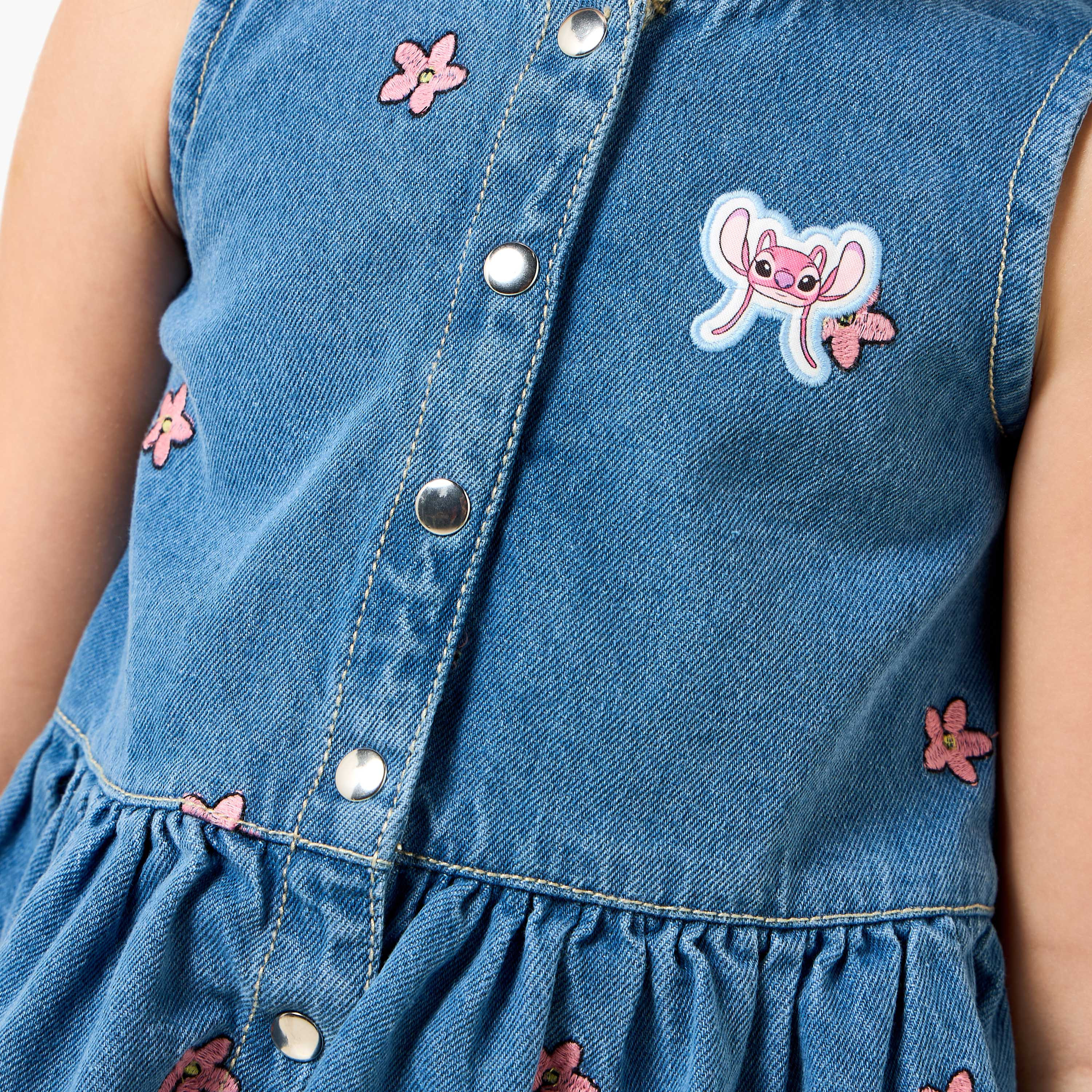 Disney Crew Neck Sleevless Peplum Top and Wide Leg Pants Set with Angel Applique-baby-girls-clothing-setsandcoords-image-6