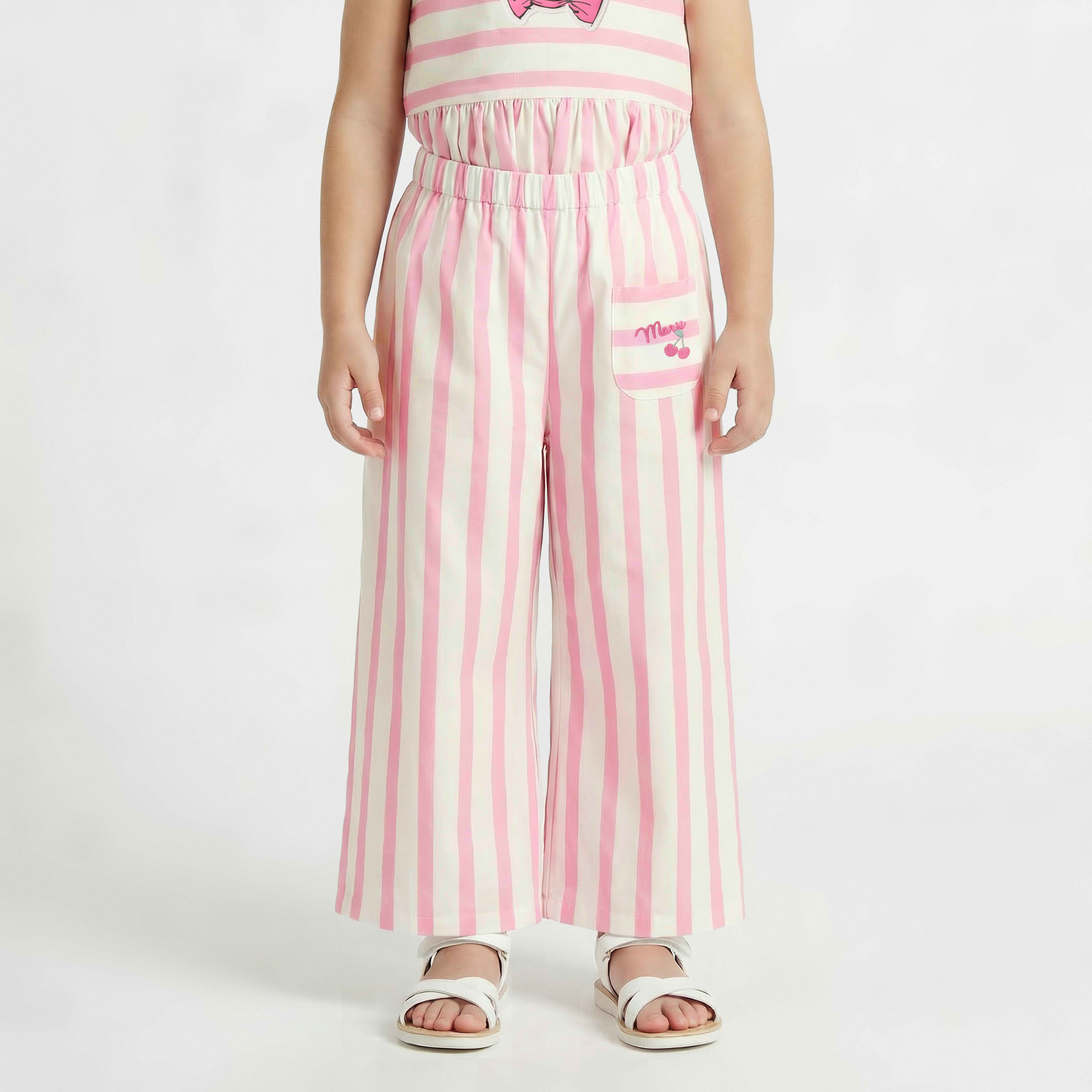 Disney Round Neck Sleevless Peplum Top and Wide Leg Pants Set with Marie Applique-baby-girls-clothing-setsandcoords-image-3
