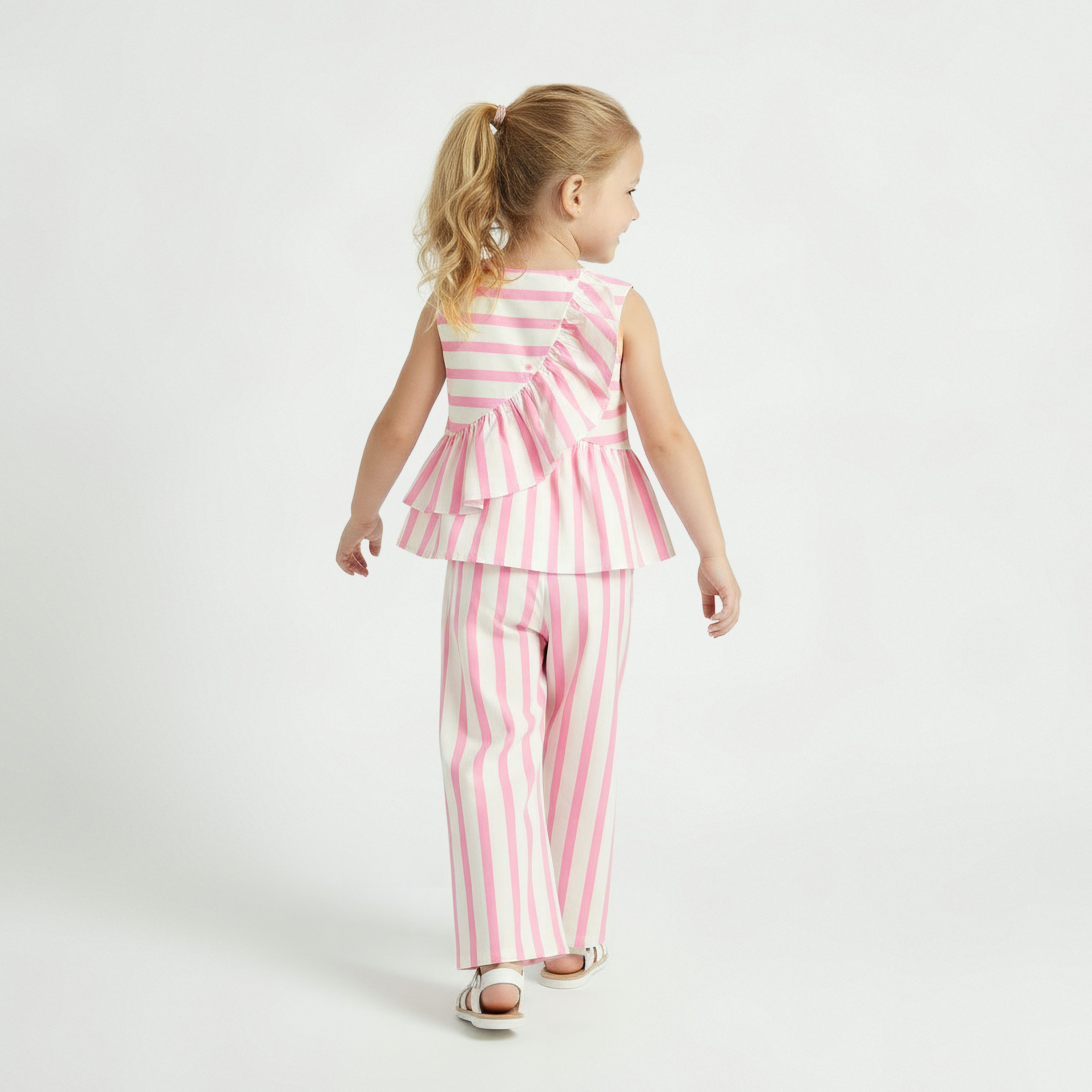 Disney Round Neck Sleevless Peplum Top and Wide Leg Pants Set with Marie Applique-baby-girls-clothing-setsandcoords-image-4