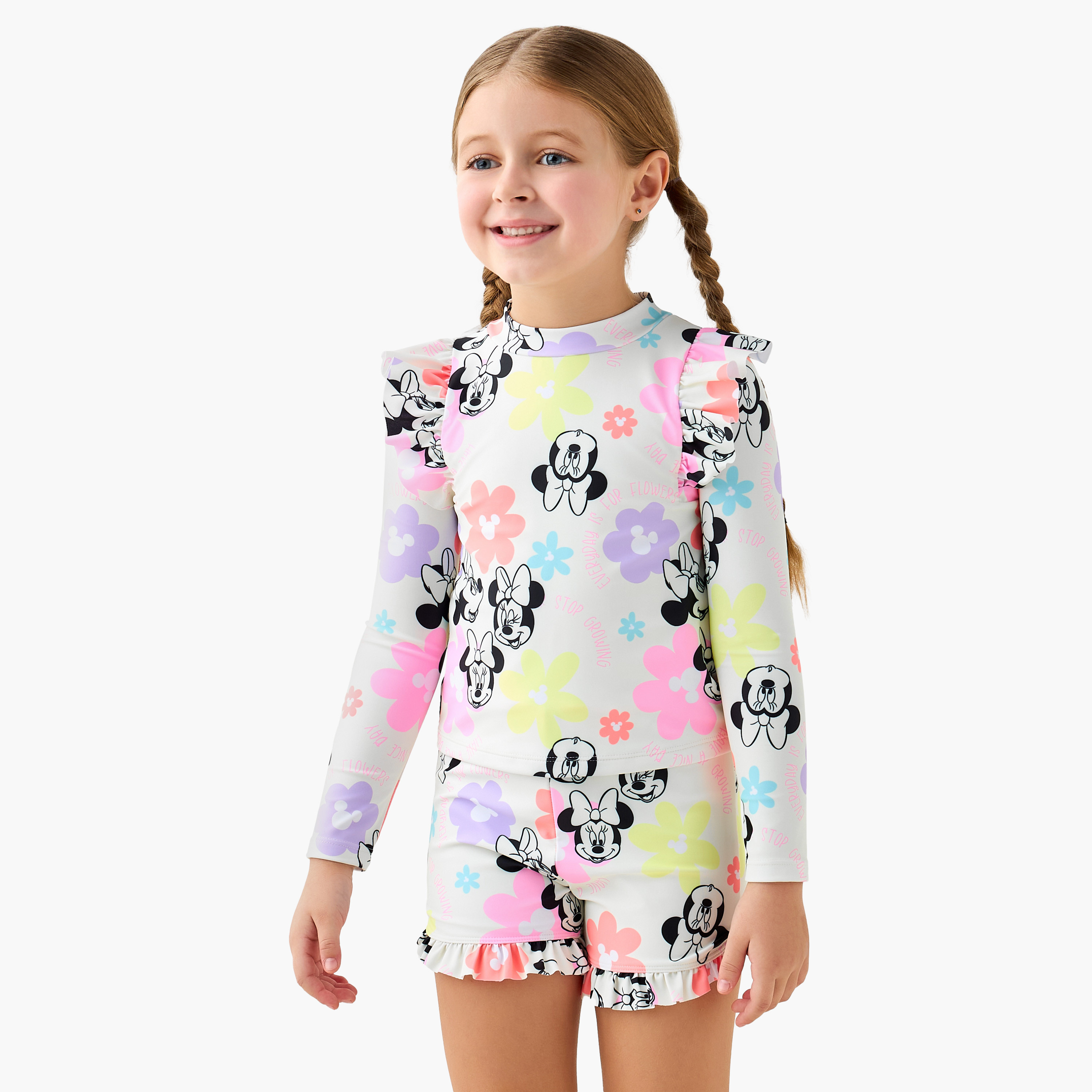 Disney Girls Minnie Mouse Print Rashguard Set-girls-clothing-sportswear-swimwear-image-1