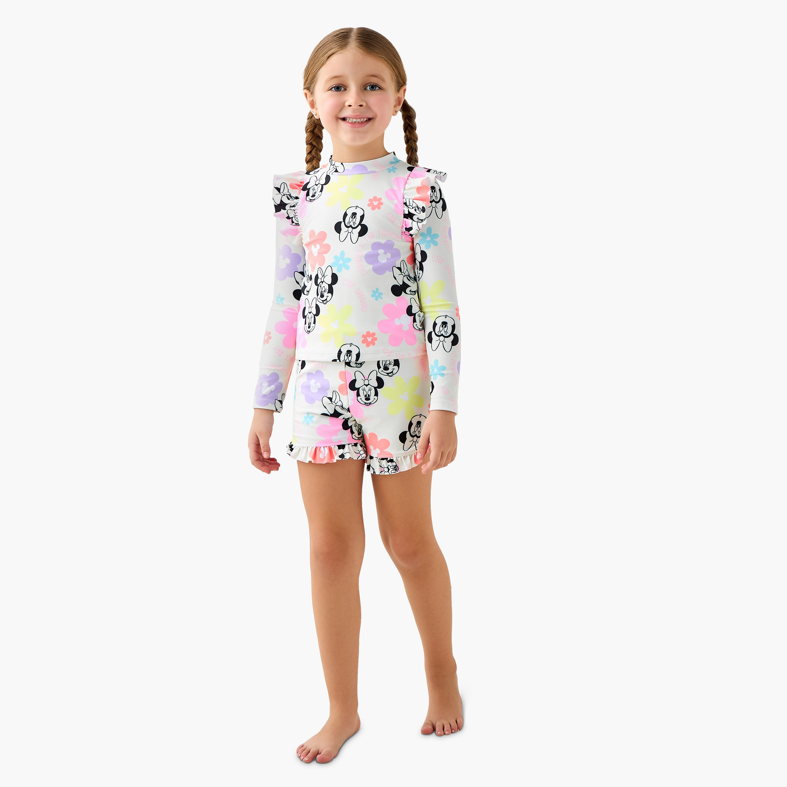 Disney Girls Minnie Mouse Print Rashguard Set-girls-clothing-sportswear-swimwear-image-2