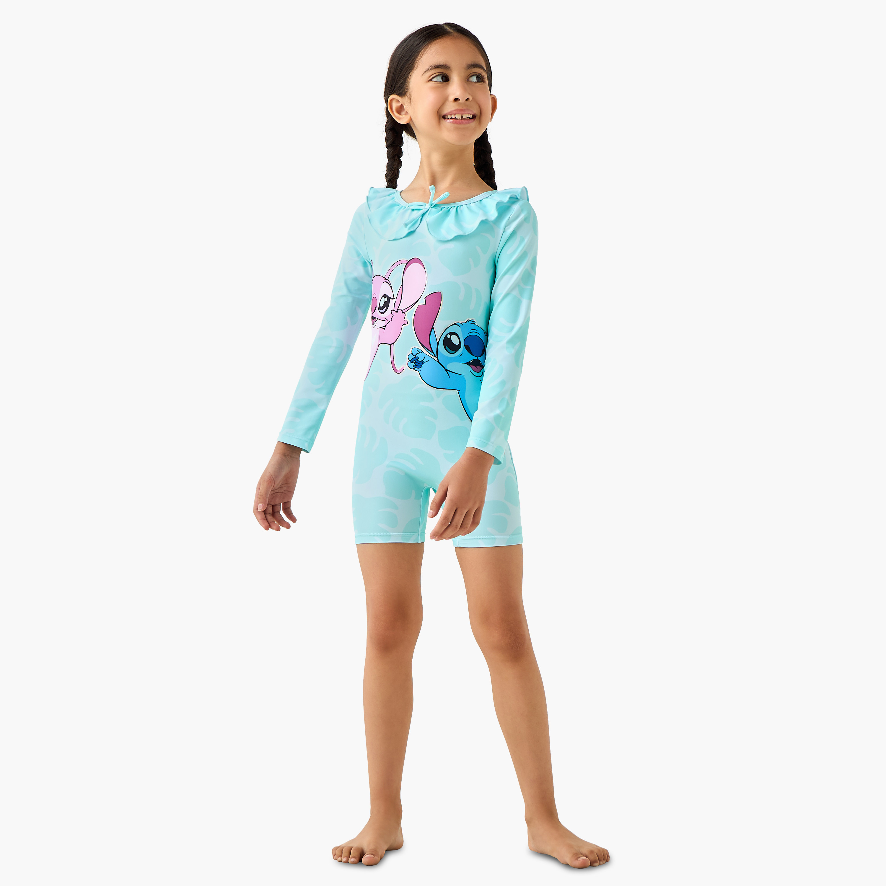 بدلة سباحة بطبعات ستيتش وأنجل للبنات من ديزني-girls-clothing-sportswear-swimwear-image-2