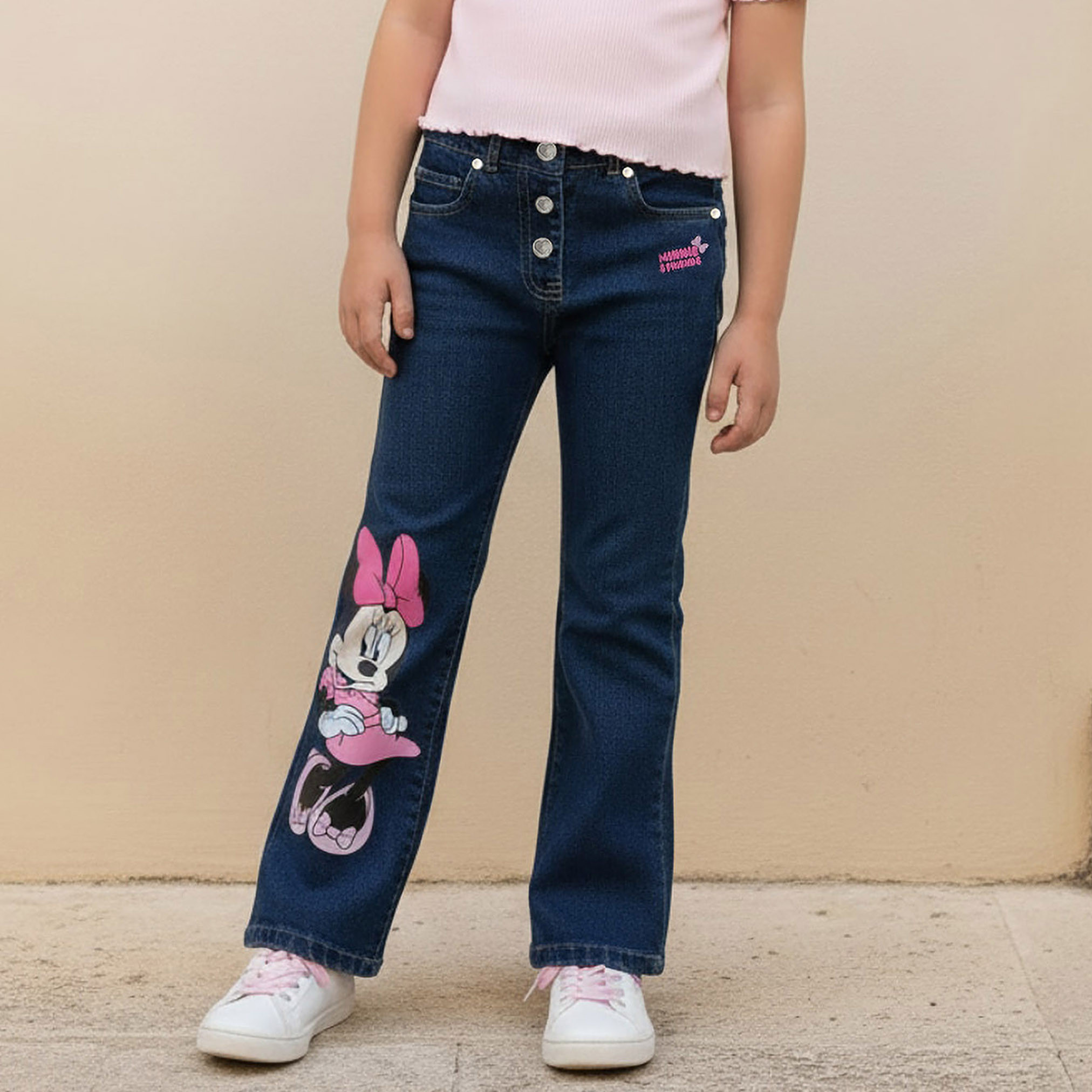Disney Flared Fit Jeans with Minnie Mouse Print-girls-clothing-bottoms-jeansandjeggings-image-1
