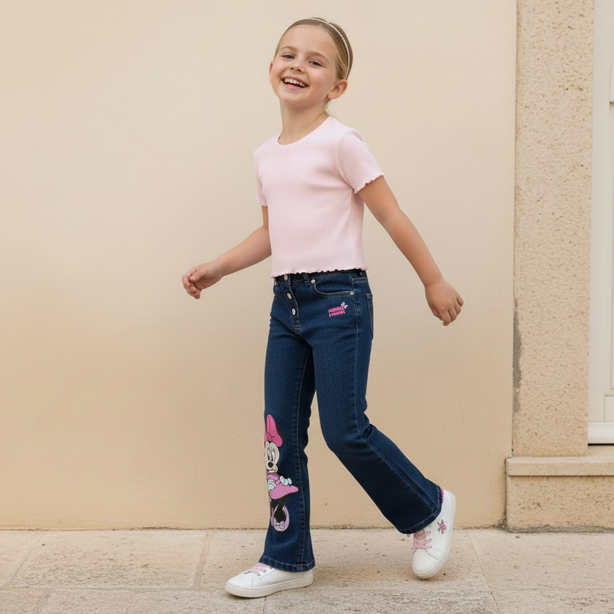 Disney Flared Fit Jeans with Minnie Mouse Print-girls-clothing-bottoms-jeansandjeggings-image-2