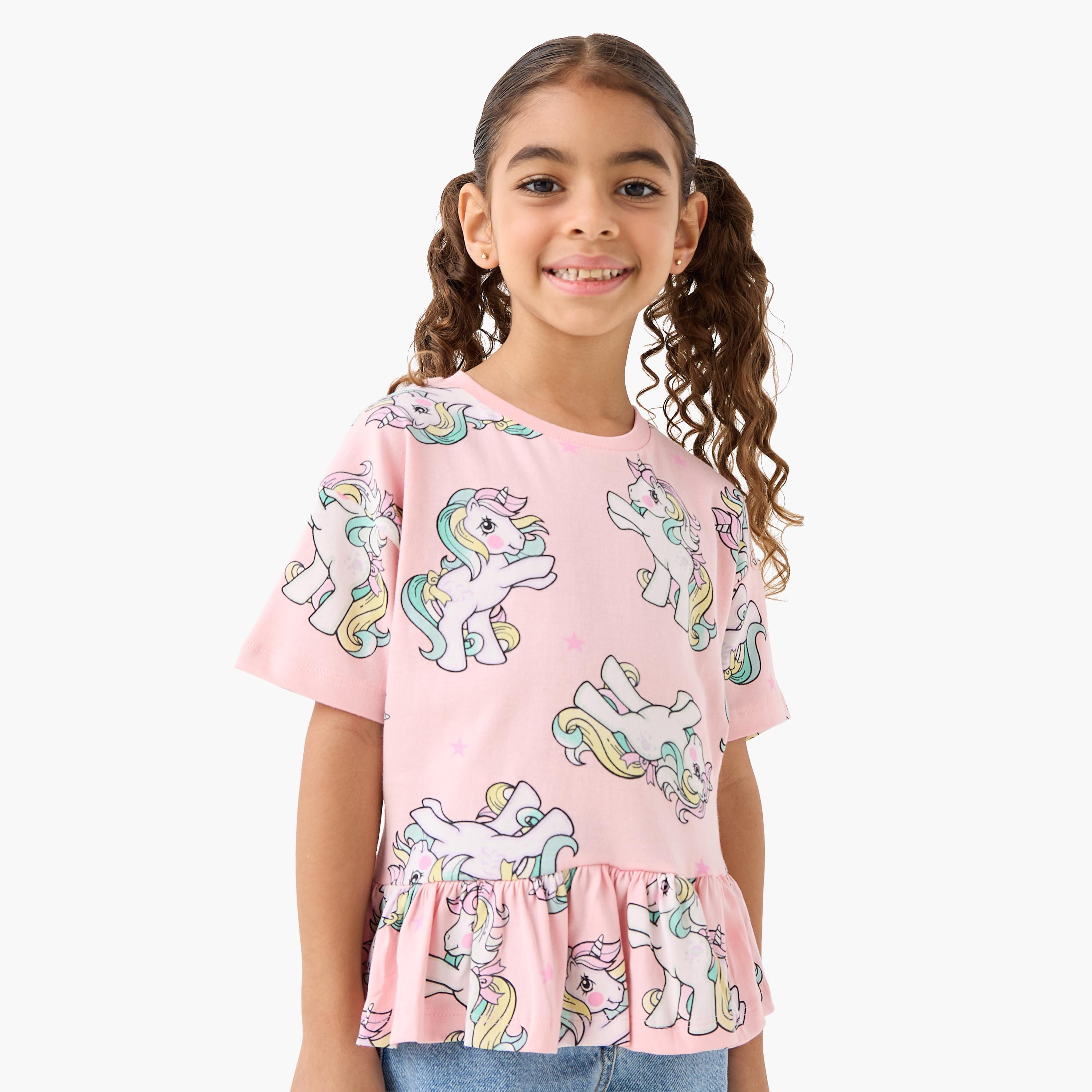 Pack of 2 Hasbro Round Neck Short Sleeves T-shirt with My Little Pony Print-girls-clothing-tshirts-image-2