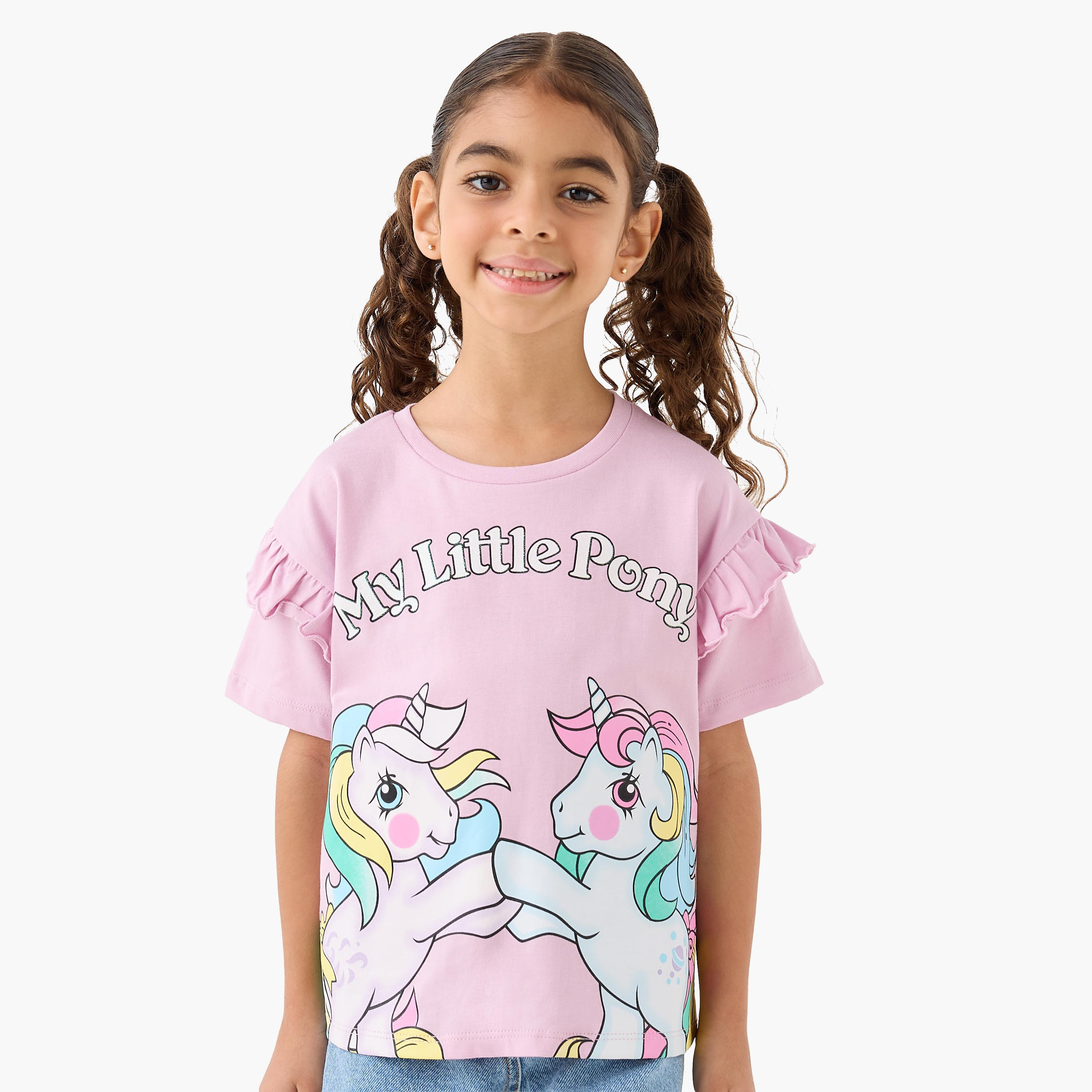 Pack of 2 Hasbro Round Neck Short Sleeves T-shirt with My Little Pony Print-girls-clothing-tshirts-image-3